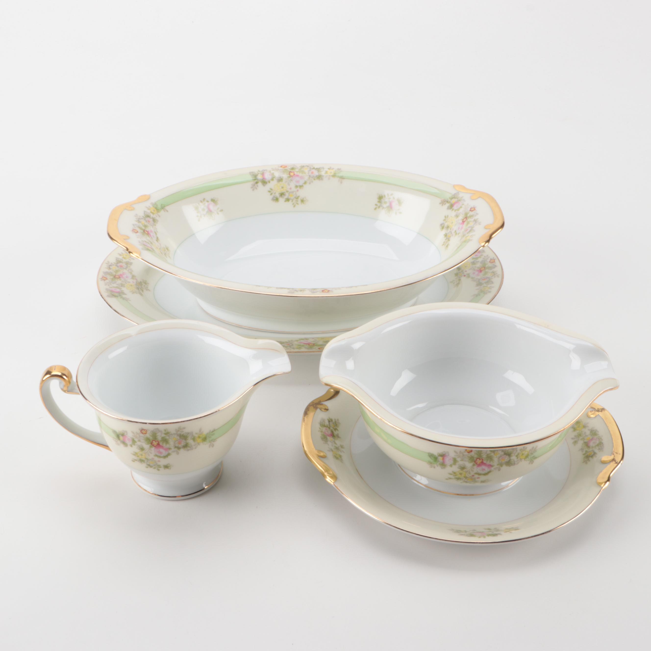 Hand-Painted Meito China "Athlone" Dinnerware and Serveware, Early 20th C.