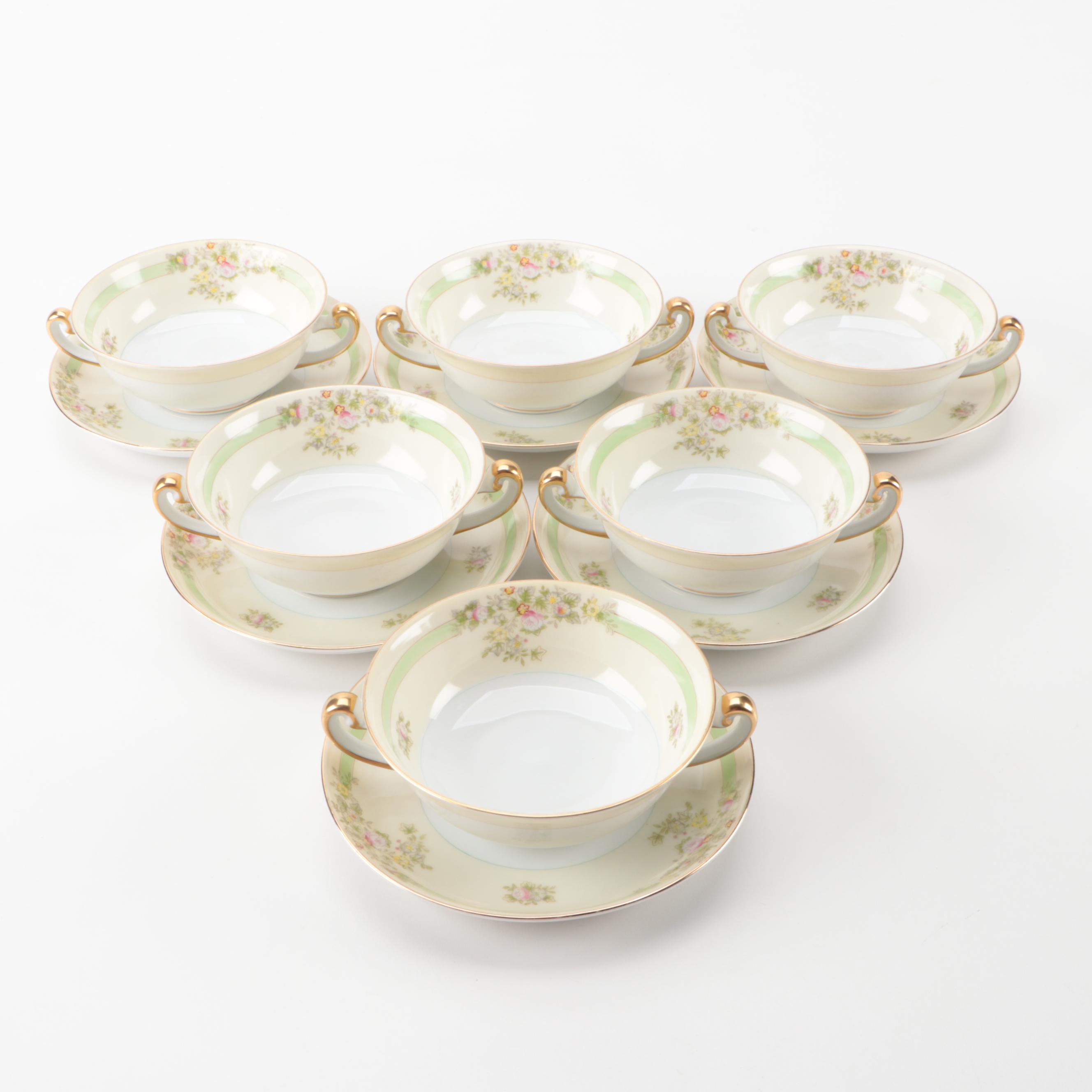 Hand-Painted Meito China "Athlone" Dinnerware and Serveware, Early 20th C.