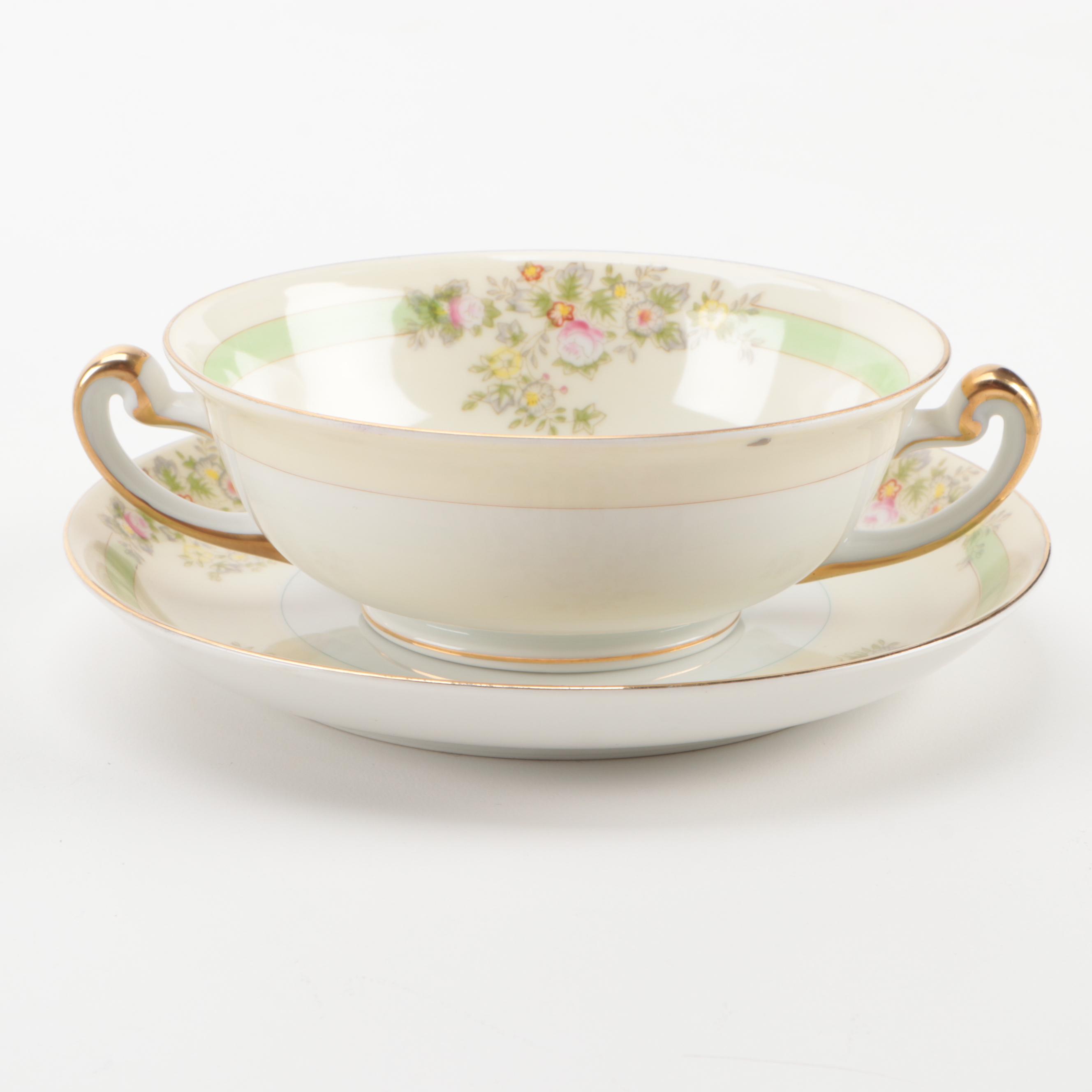 Hand-Painted Meito China "Athlone" Dinnerware and Serveware, Early 20th C.