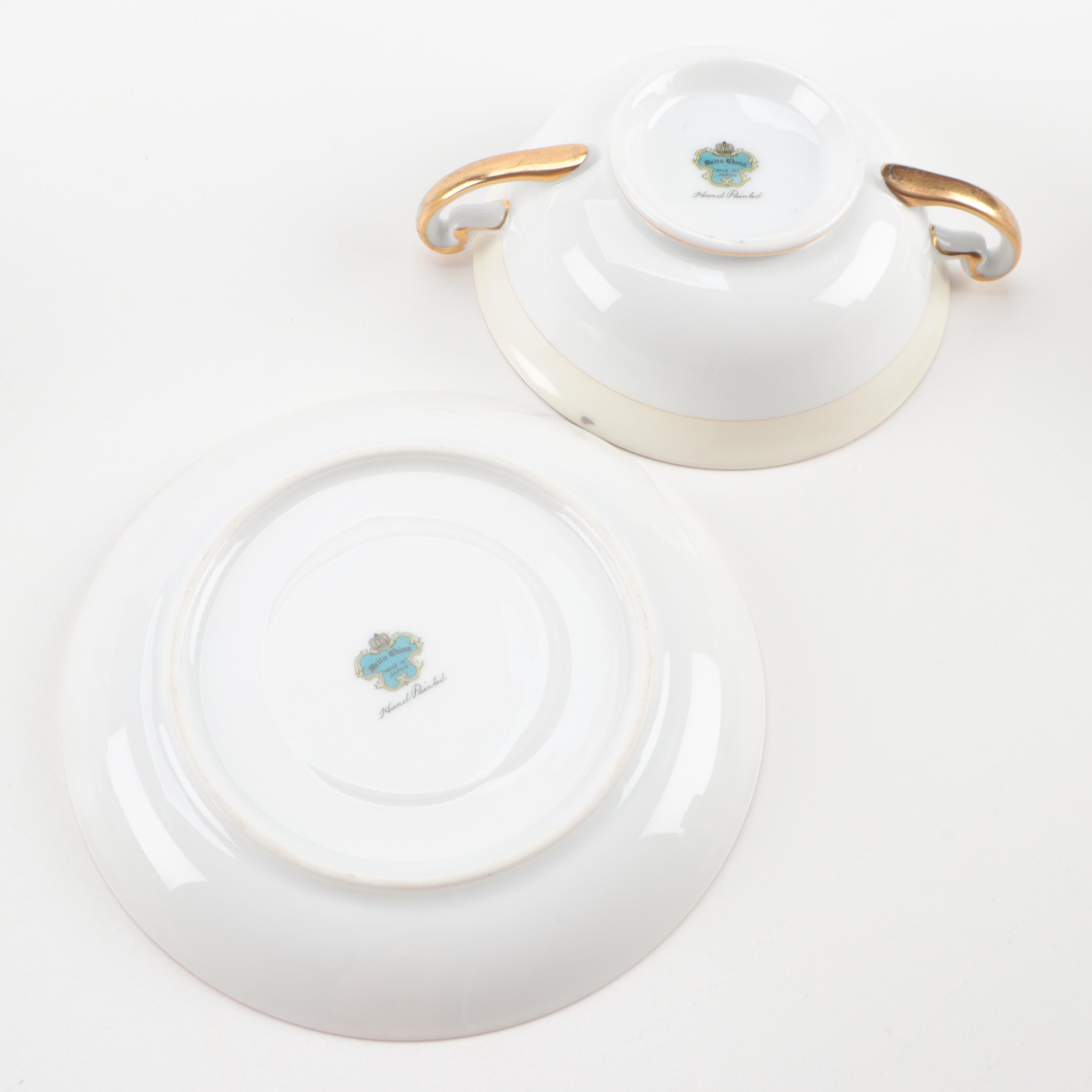 Hand-Painted Meito China "Athlone" Dinnerware and Serveware, Early 20th C.