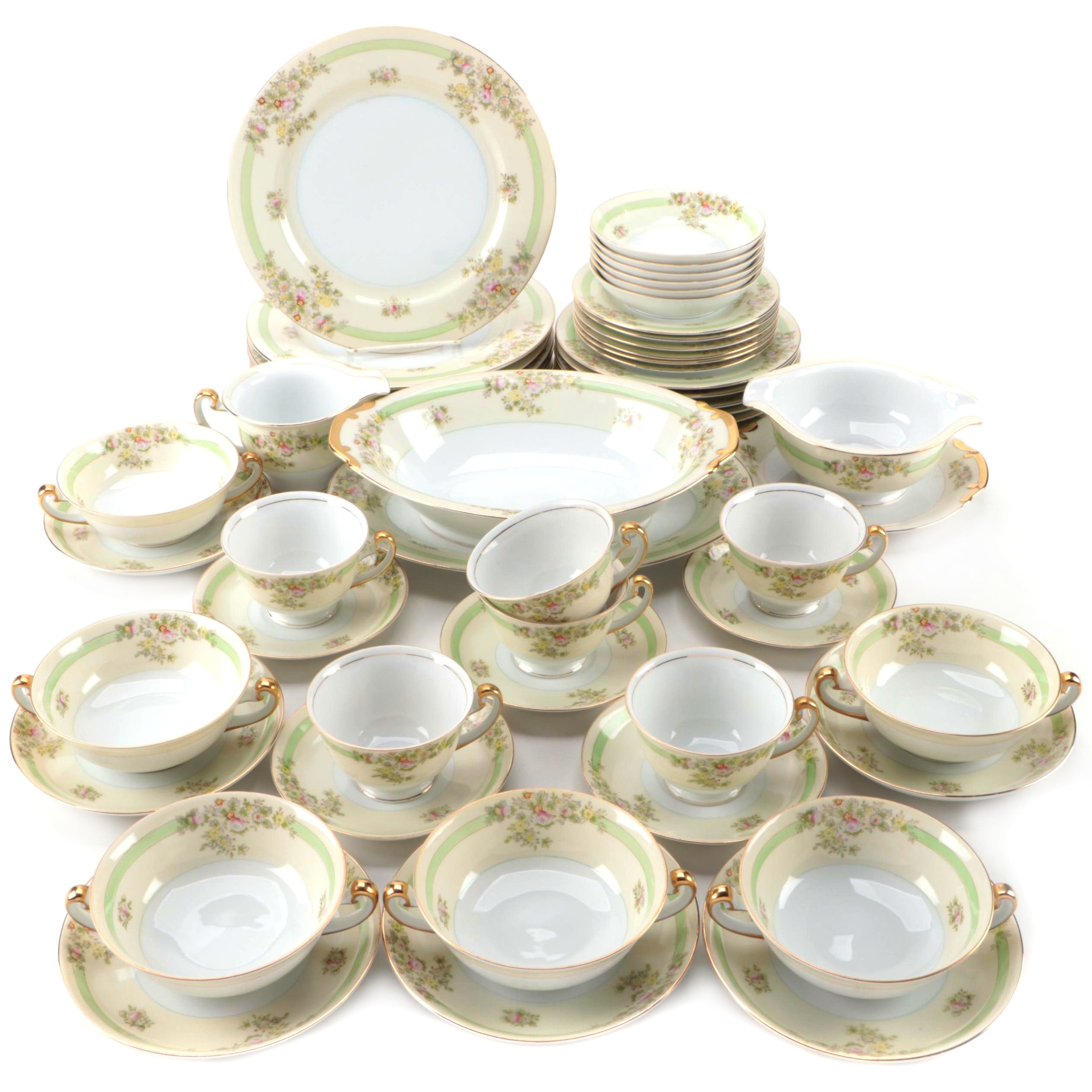 Hand-Painted Meito China "Athlone" Dinnerware and Serveware, Early 20th C.