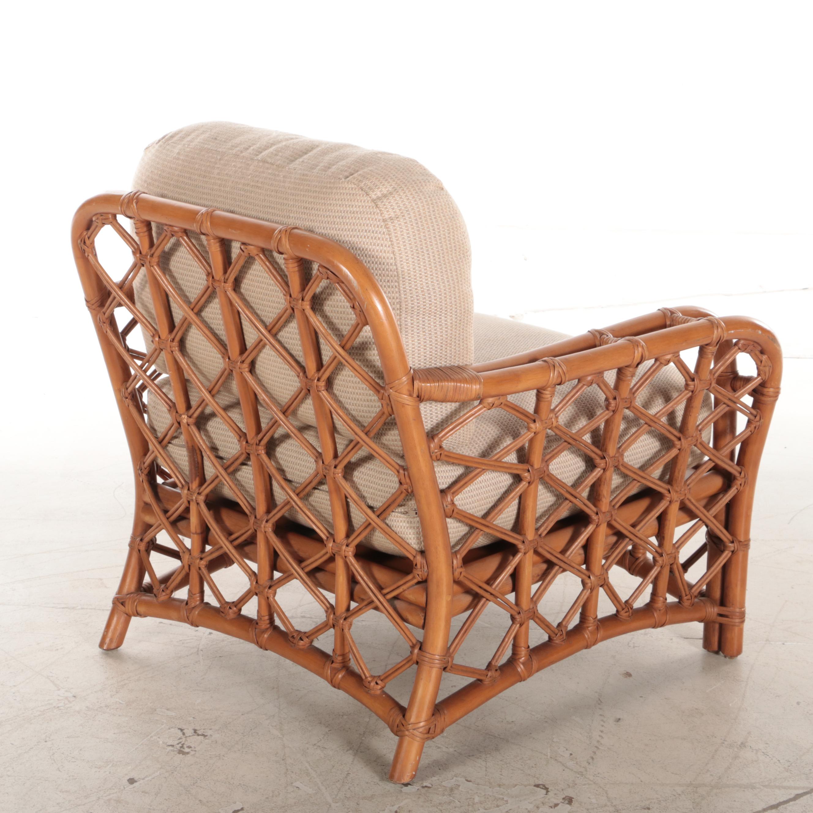 Ficks Reed Rattan Lounge Chair and Ottoman