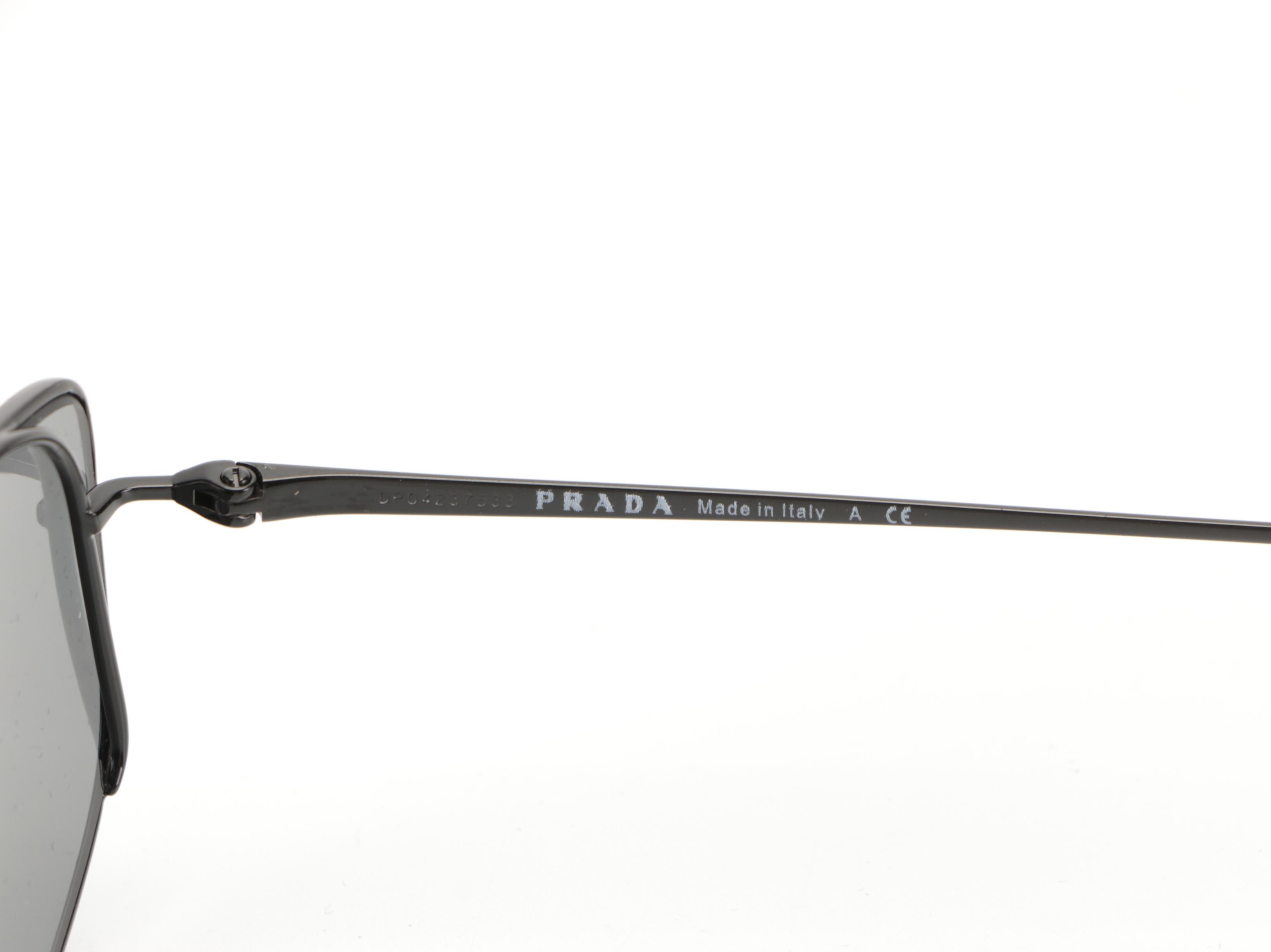 Prada SPR50V Black Frame Modified Aviator Sunglasses with Case and Box