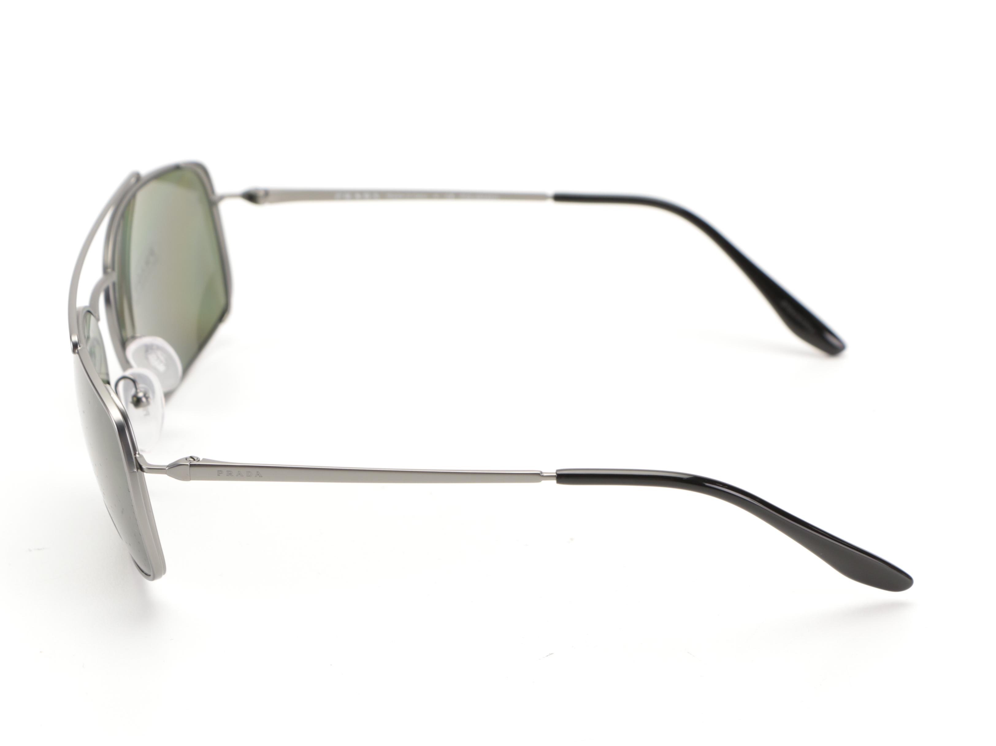 Prada SPR64V Matte Gunmetal Polarized Sunglasses with Case and Box