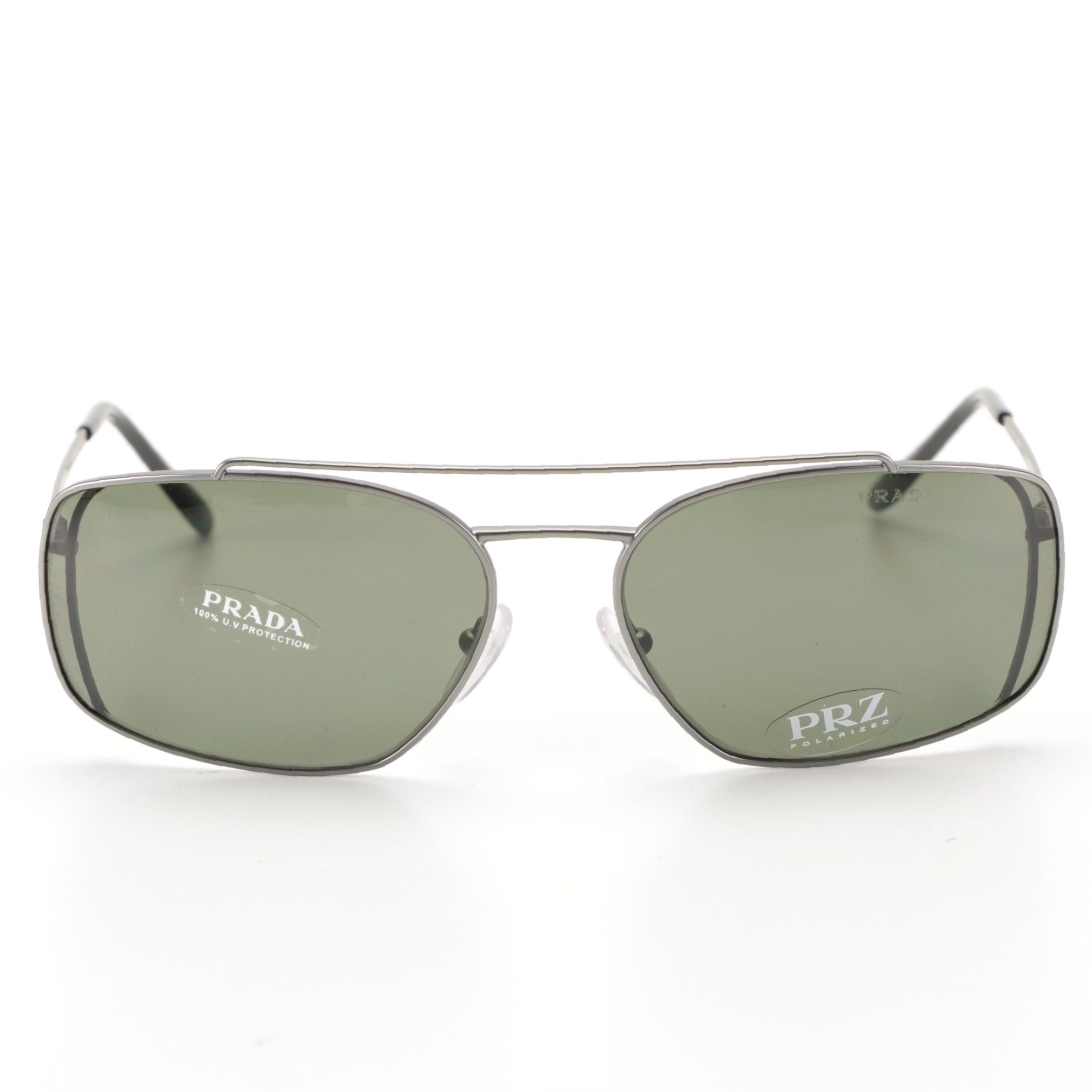 Prada SPR64V Matte Gunmetal Polarized Sunglasses with Case and Box