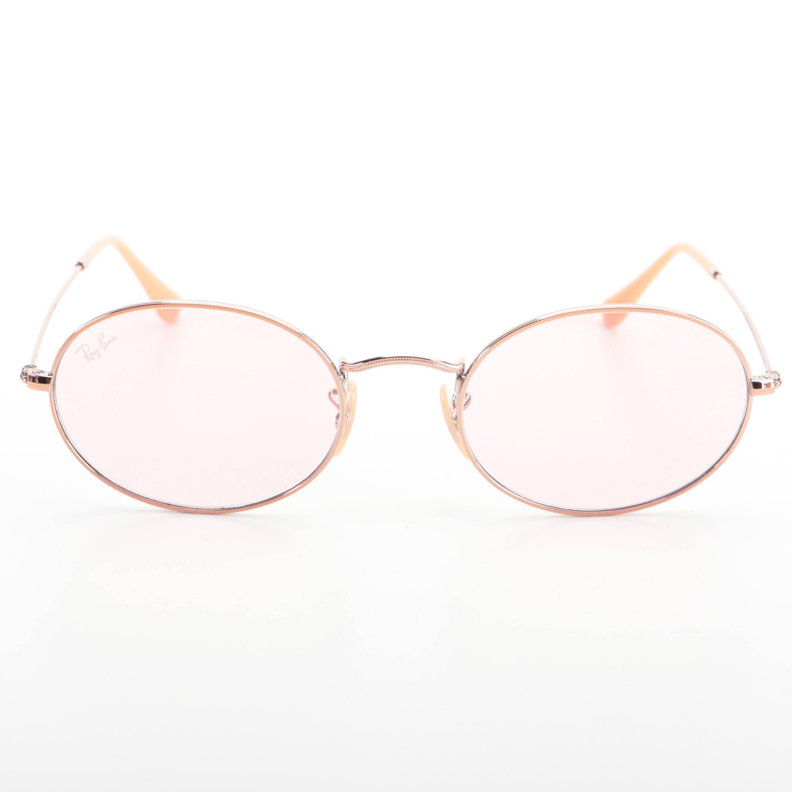 Ray-Ban RB3547-N Evolve Oval Rose Gold Tone Sunglasses with Case and Box