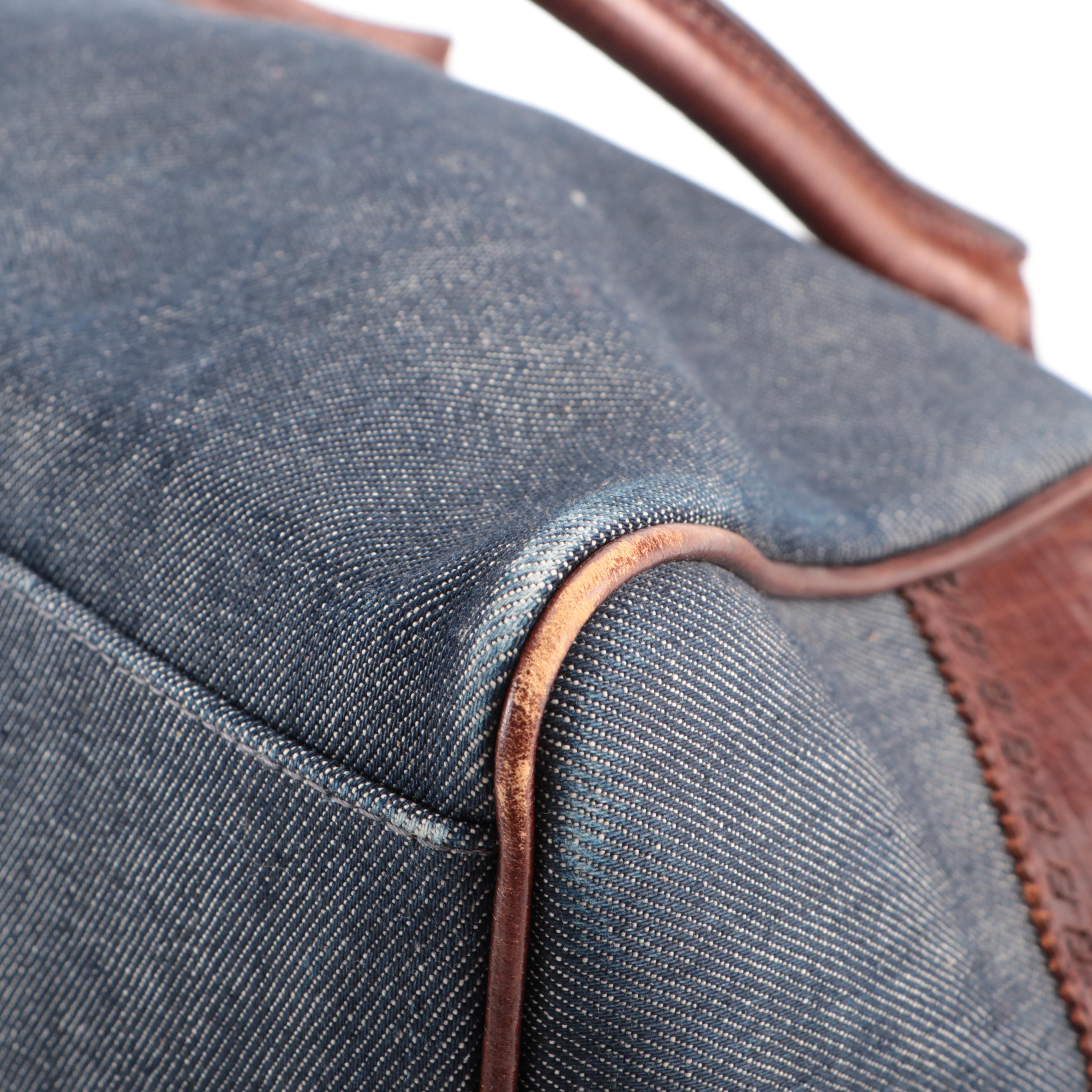 Fendi Du Jour Tote Bag in Denim and Perforated Leather Trim