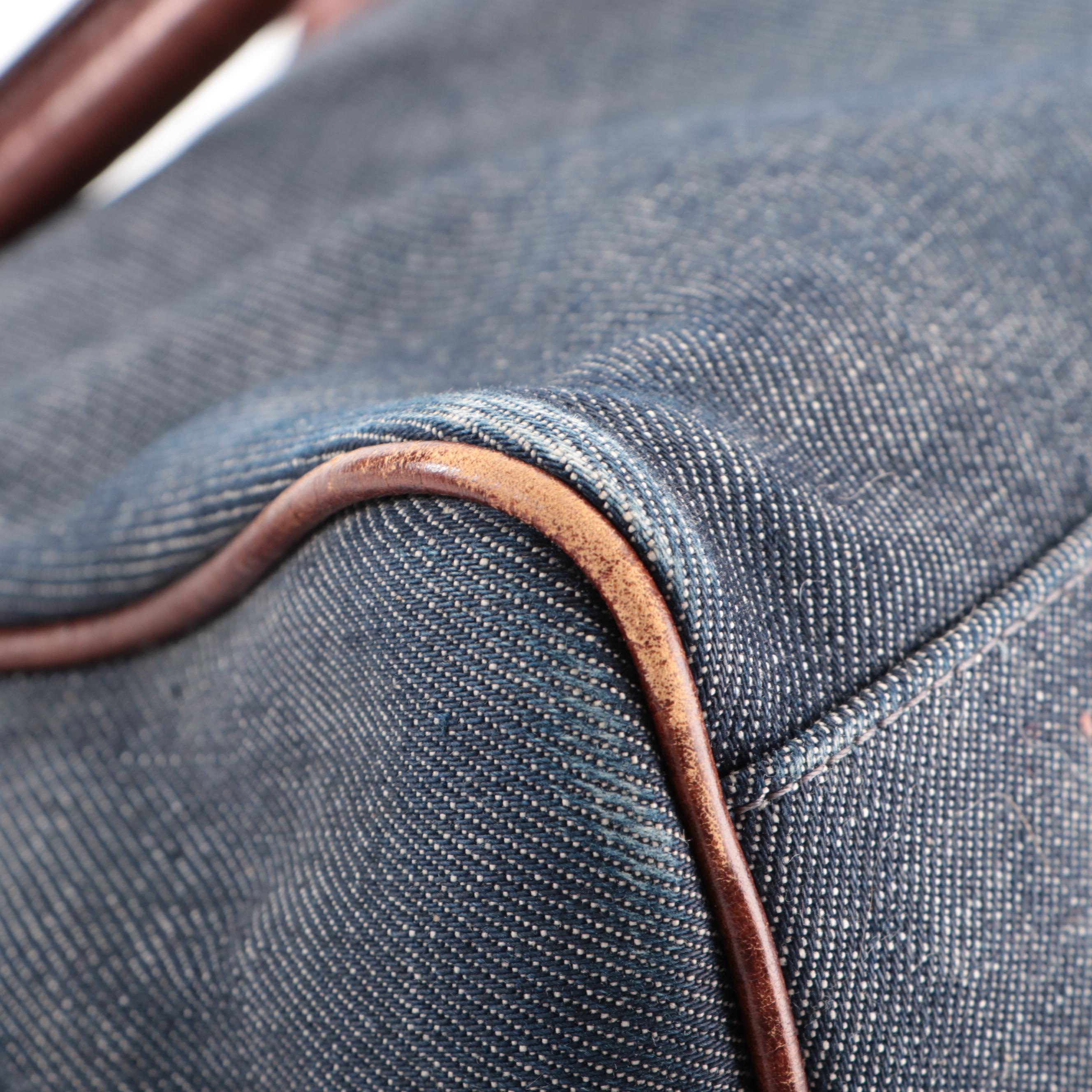 Fendi Du Jour Tote Bag in Denim and Perforated Leather Trim