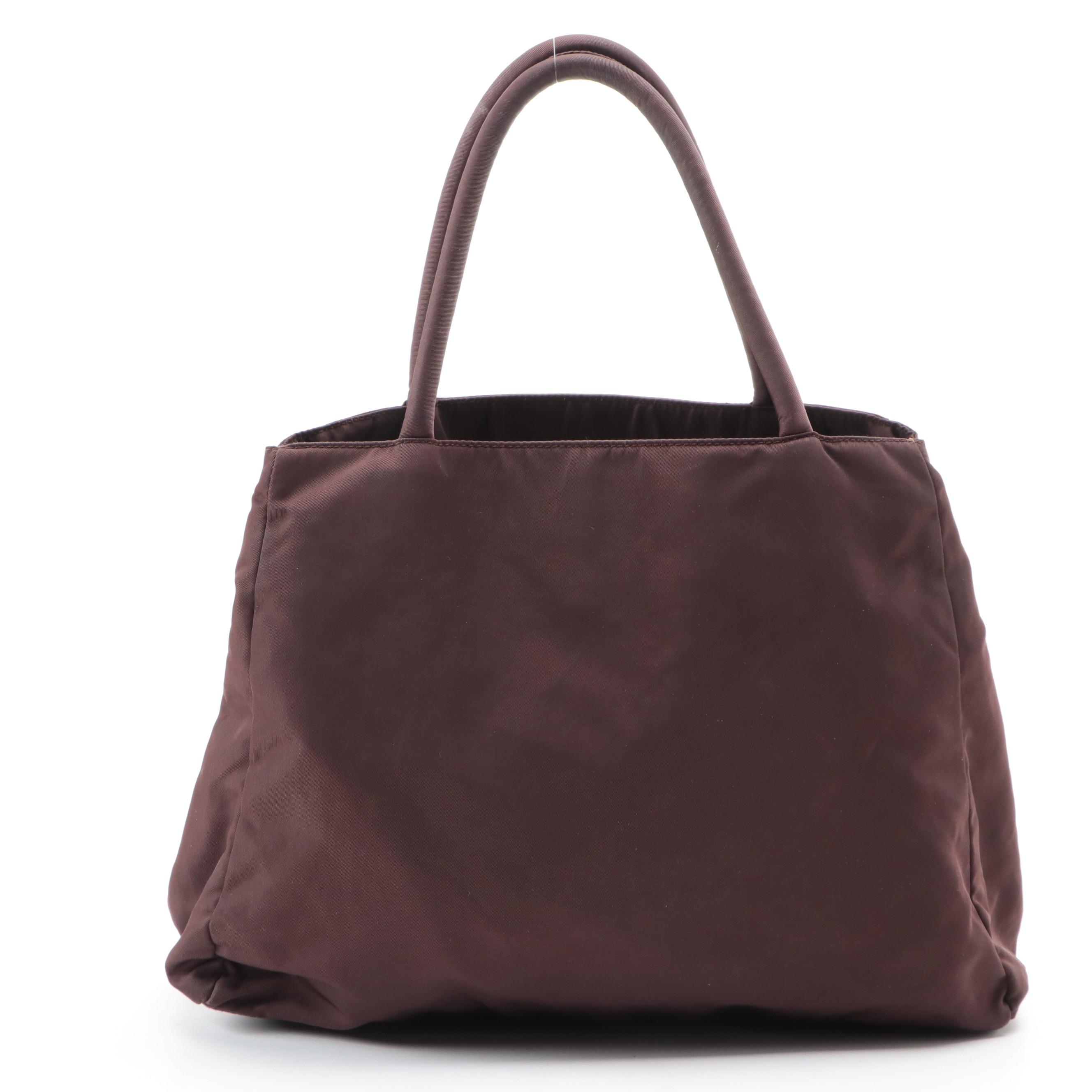 Prada Small Brown Tessuto Nylon Tote Bag