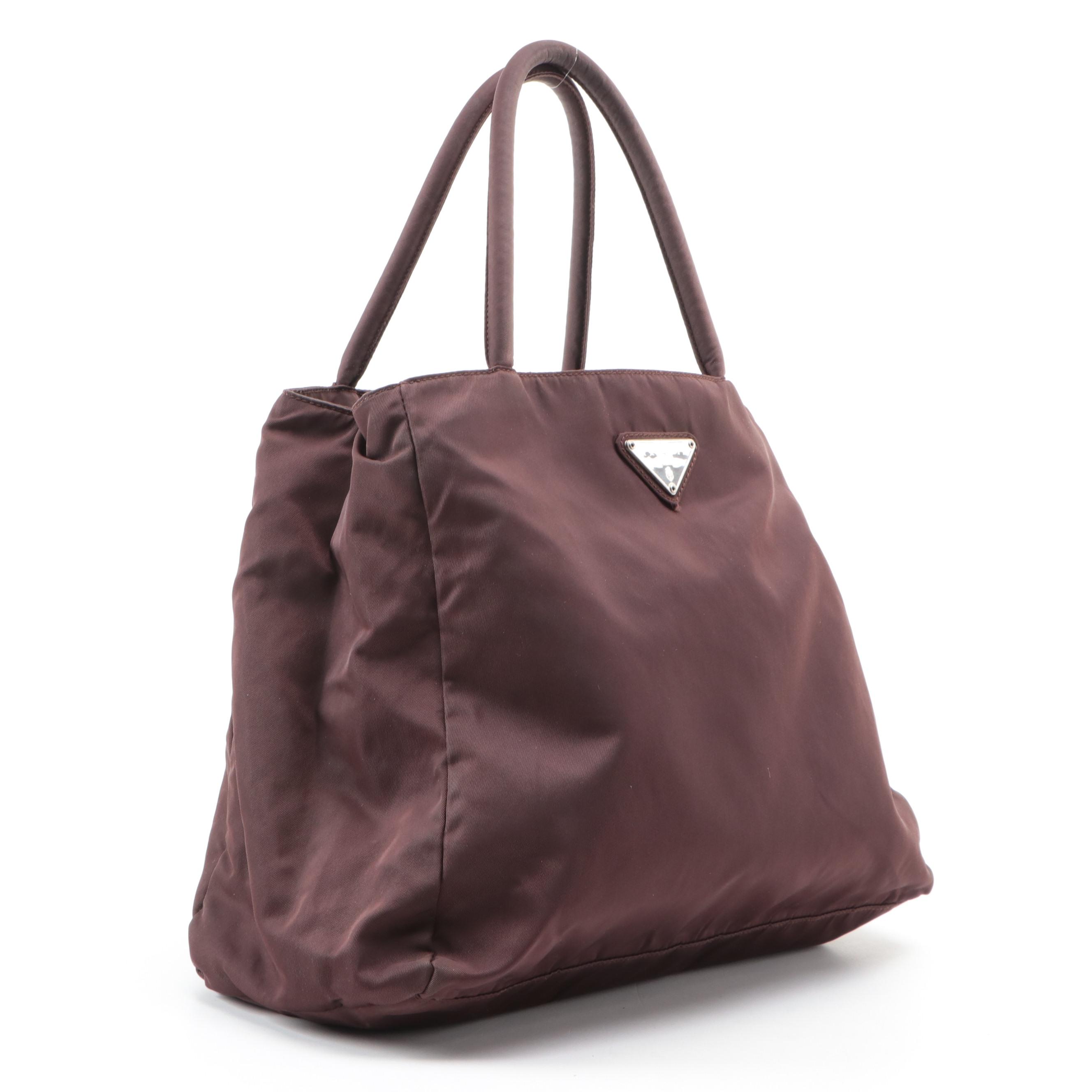 Prada Small Brown Tessuto Nylon Tote Bag