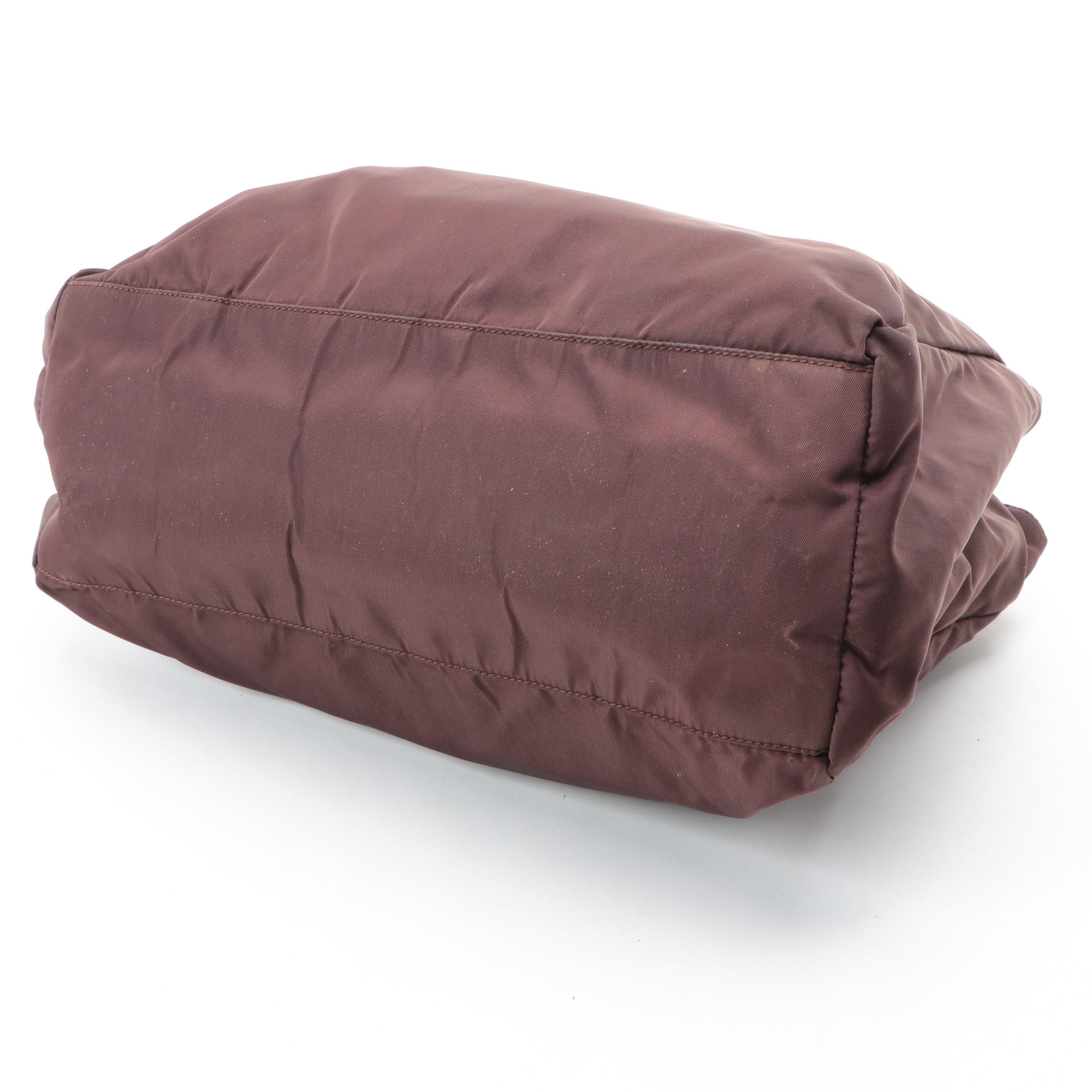 Prada Small Brown Tessuto Nylon Tote Bag