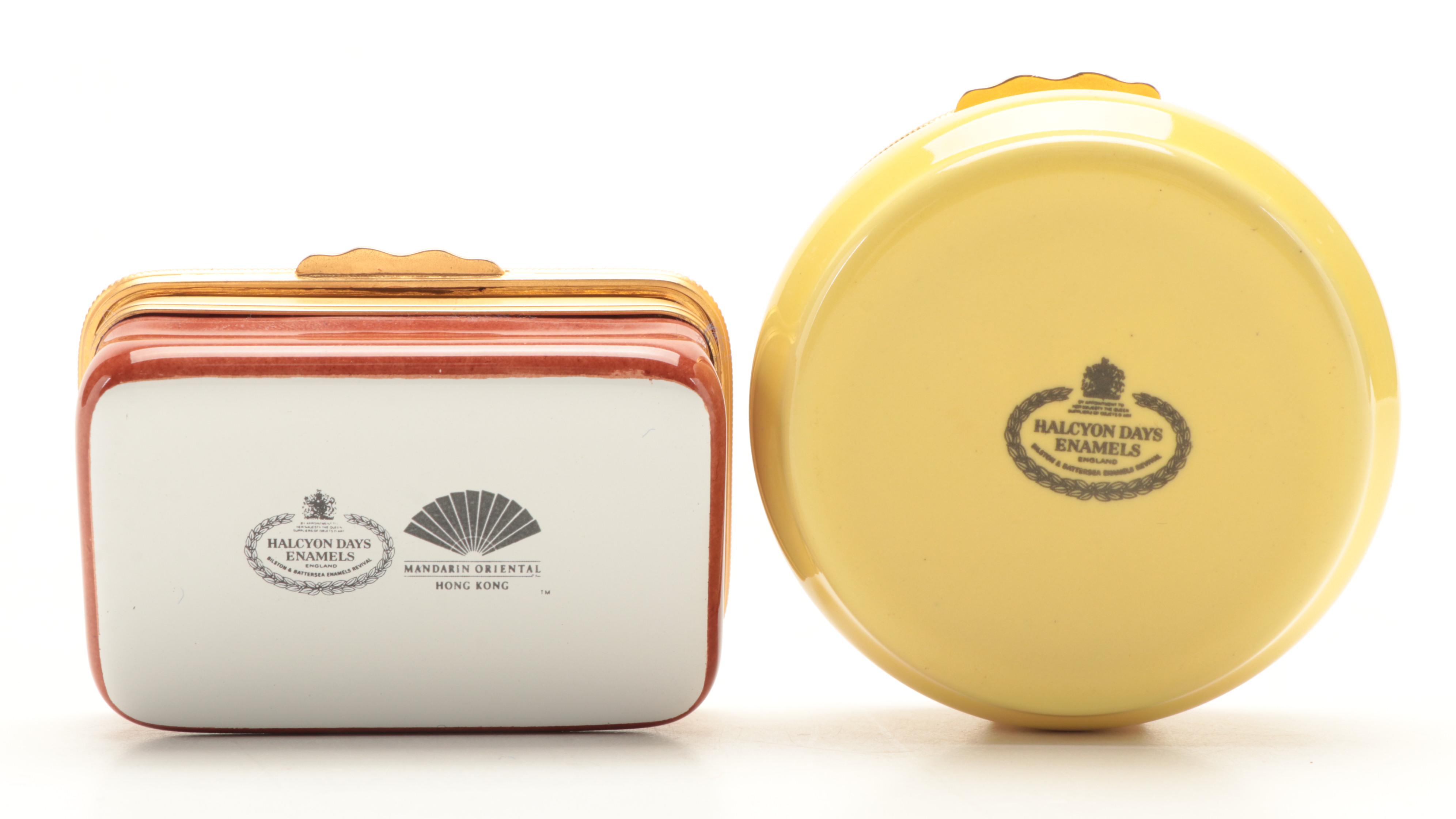 Halcyon Days Enameled Copper Hong Kong Harbour and Balloon Boxes