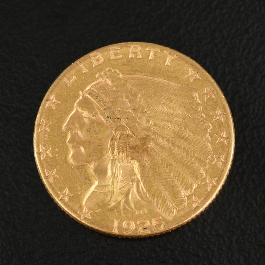 1925-D Indian Head $2 1/2 Gold Coin