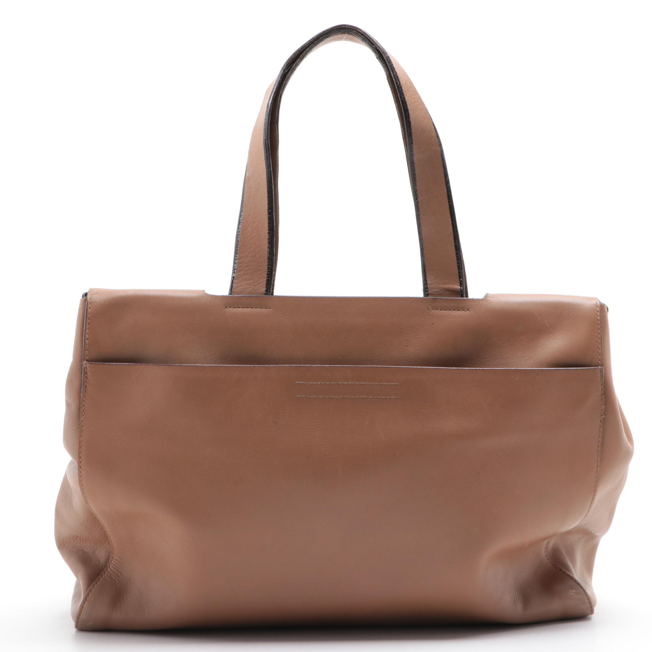 Prada Horizontal Tote Bag in Brown Leather