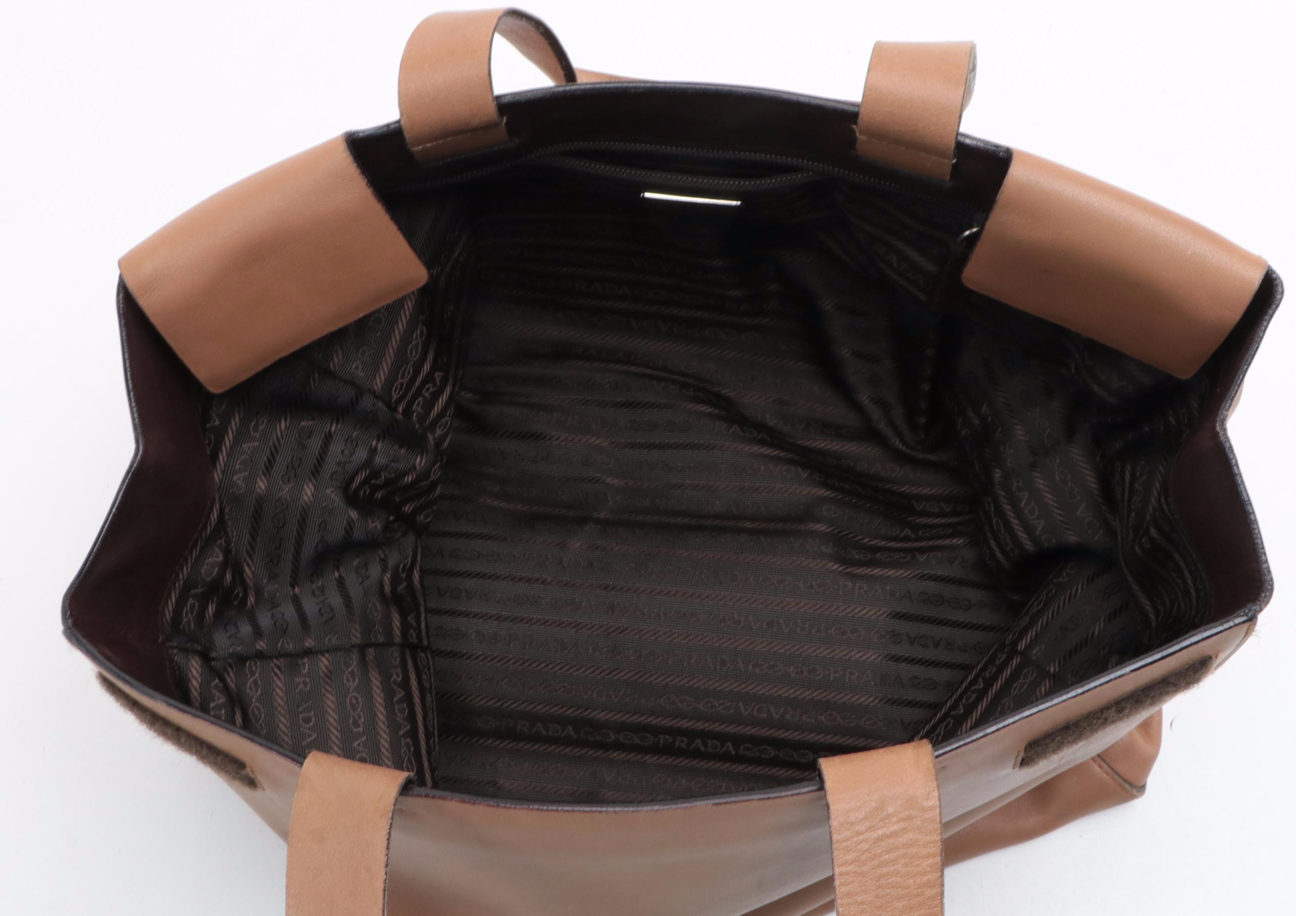 Prada Horizontal Tote Bag in Brown Leather