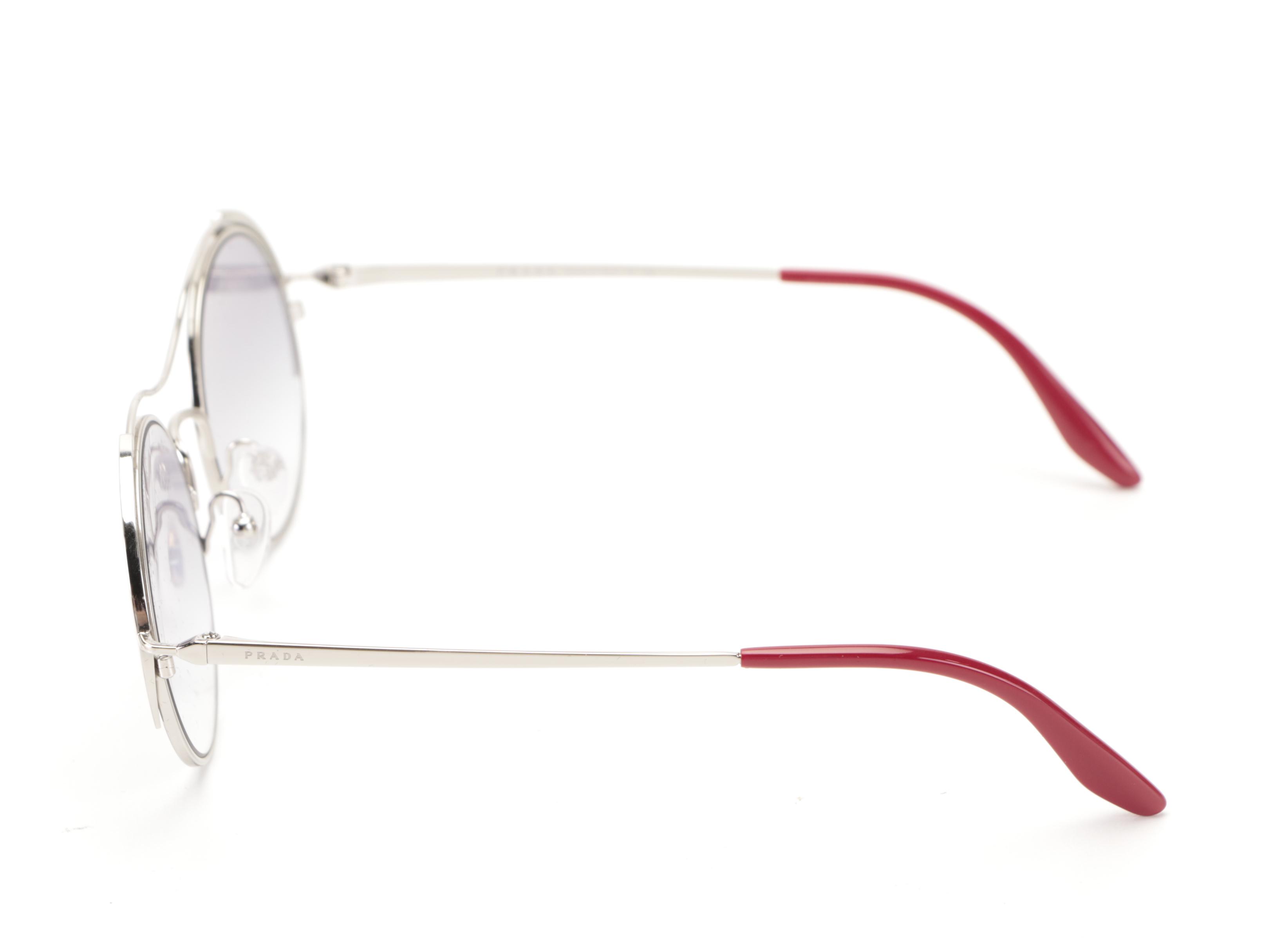 Prada SPR 55V Round Wire Sunglasses with Case and Box