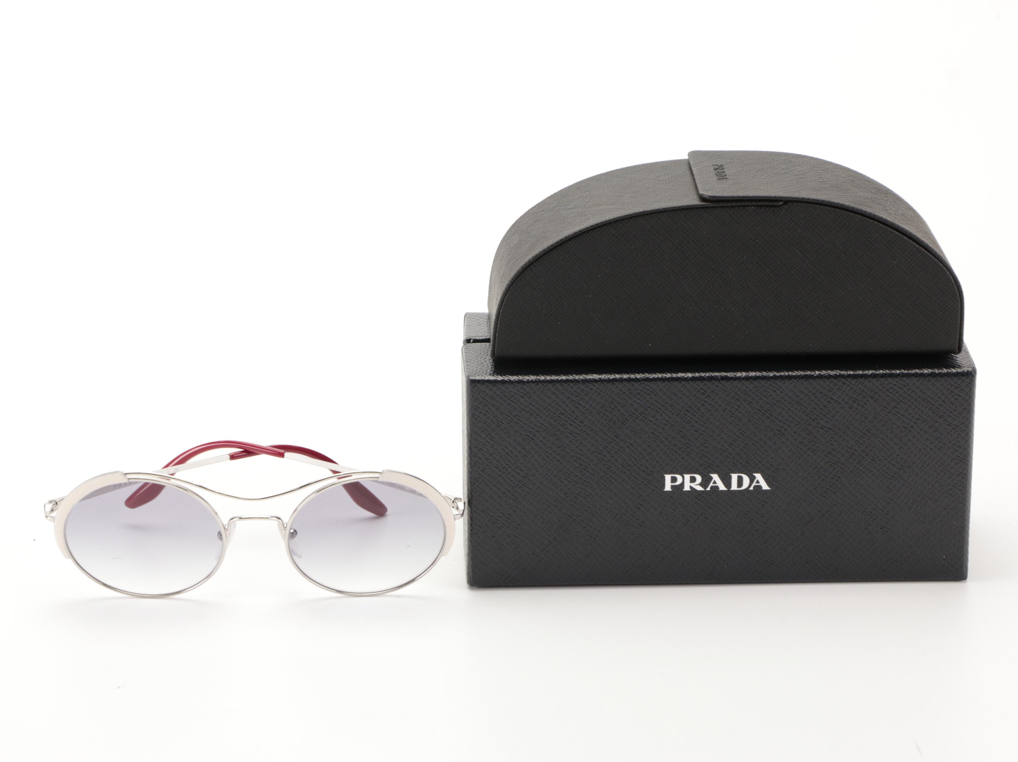 Prada SPR 55V Round Wire Sunglasses with Case and Box
