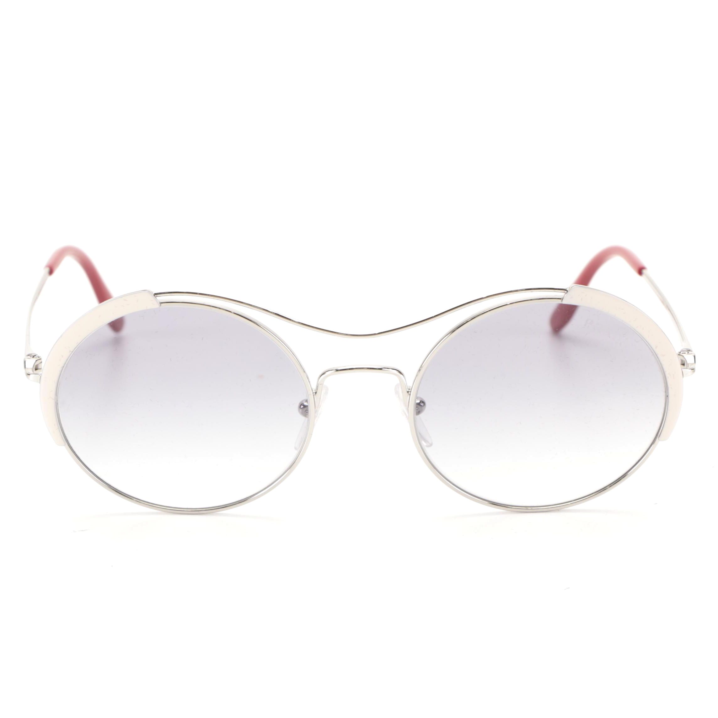 Prada SPR 55V Round Wire Sunglasses with Case and Box