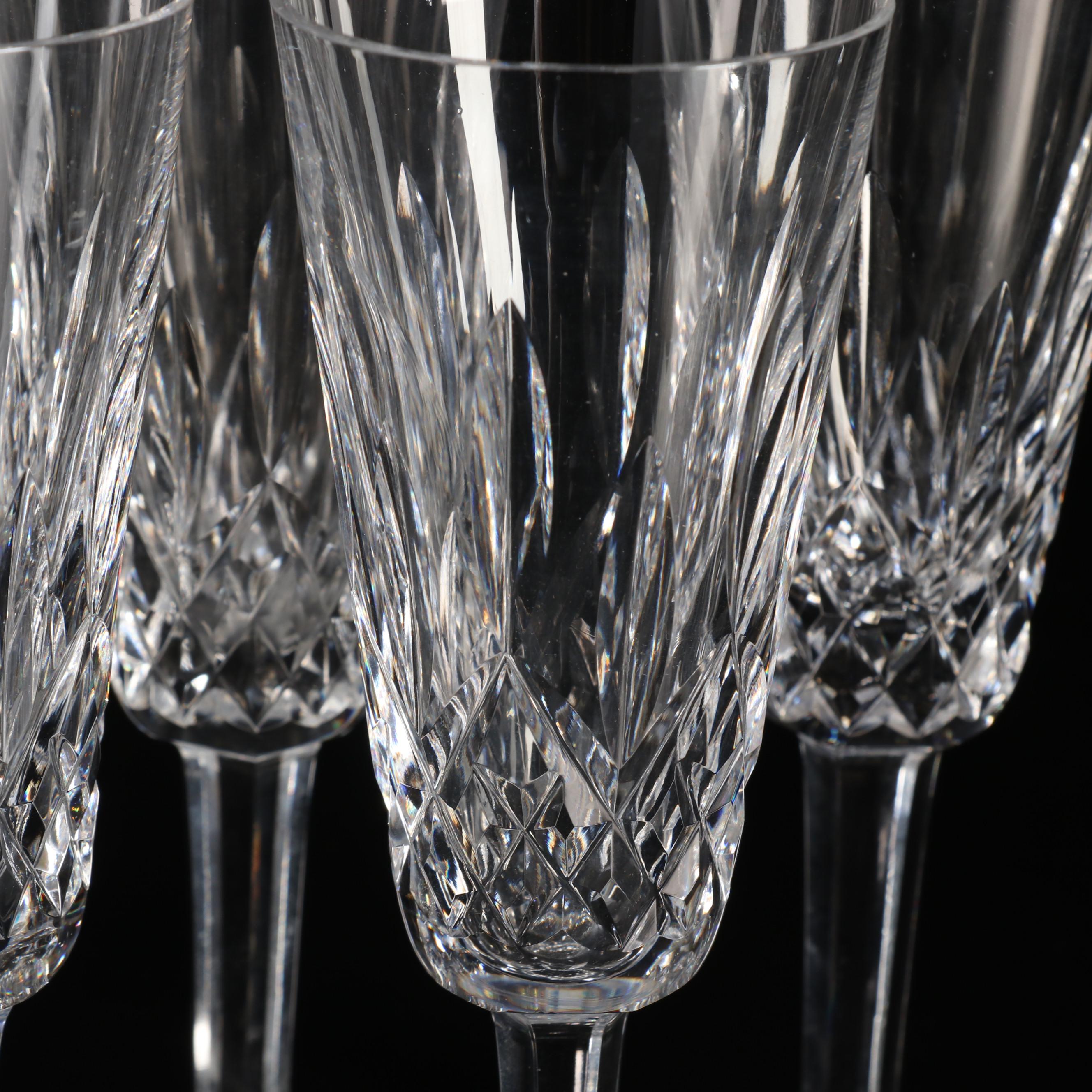 Waterford "Lismore" Cut Crystal Champagne Flutes