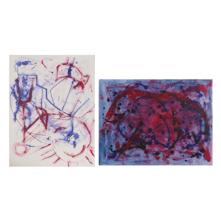 Lois Walker Abstract Acrylic Painting "Cave Wall" and "The Cave Wall III," 2006