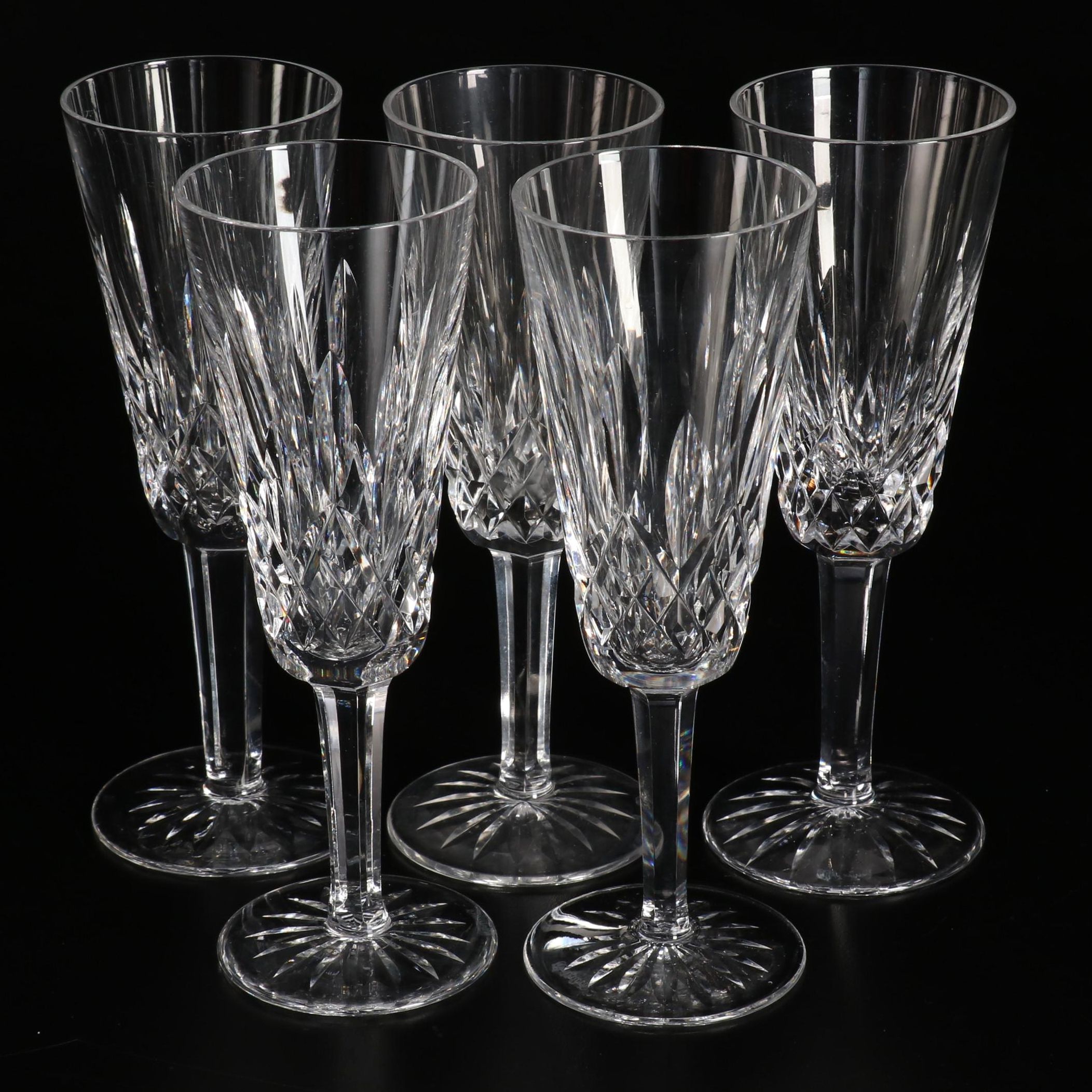 Waterford "Lismore" Cut Crystal Champagne Flutes