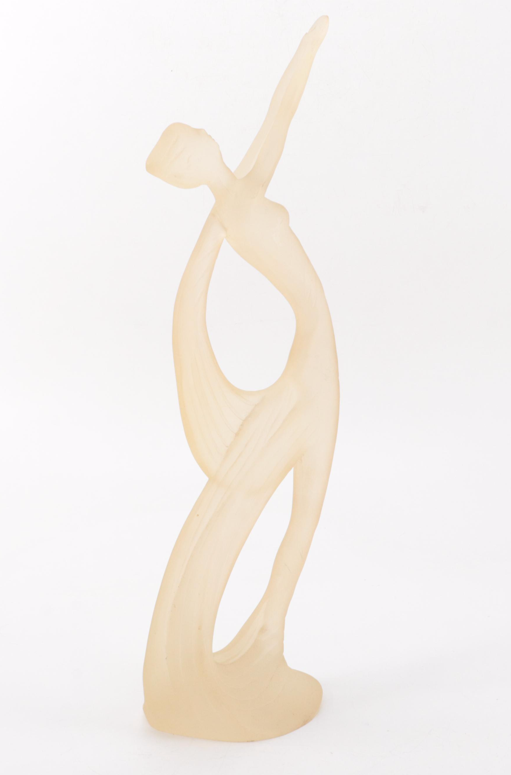 Art Deco Style Frosted Cast Resin Nude Figural Statuette