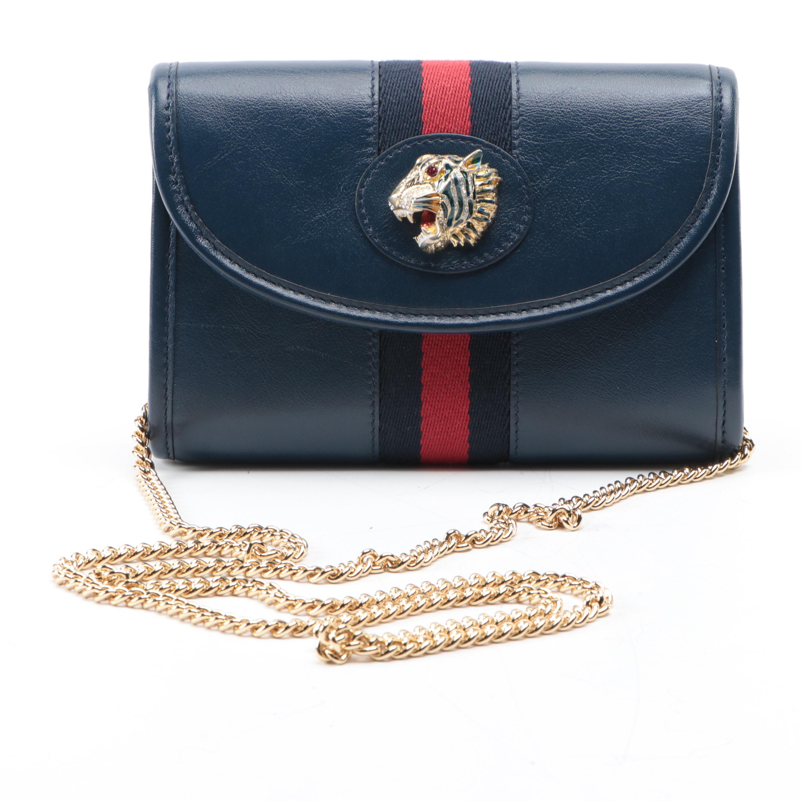 Gucci Rajah Web Chain Strap Leather Mini Crossbody