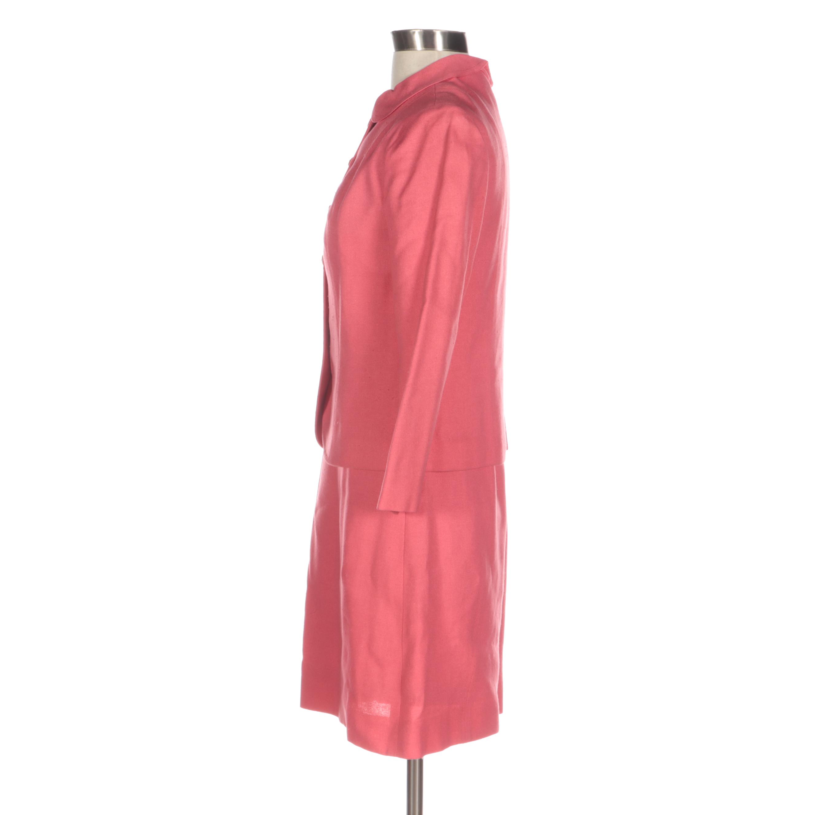 John Meyer of Norwich Pink Linen Dress Suit, Late 1960s