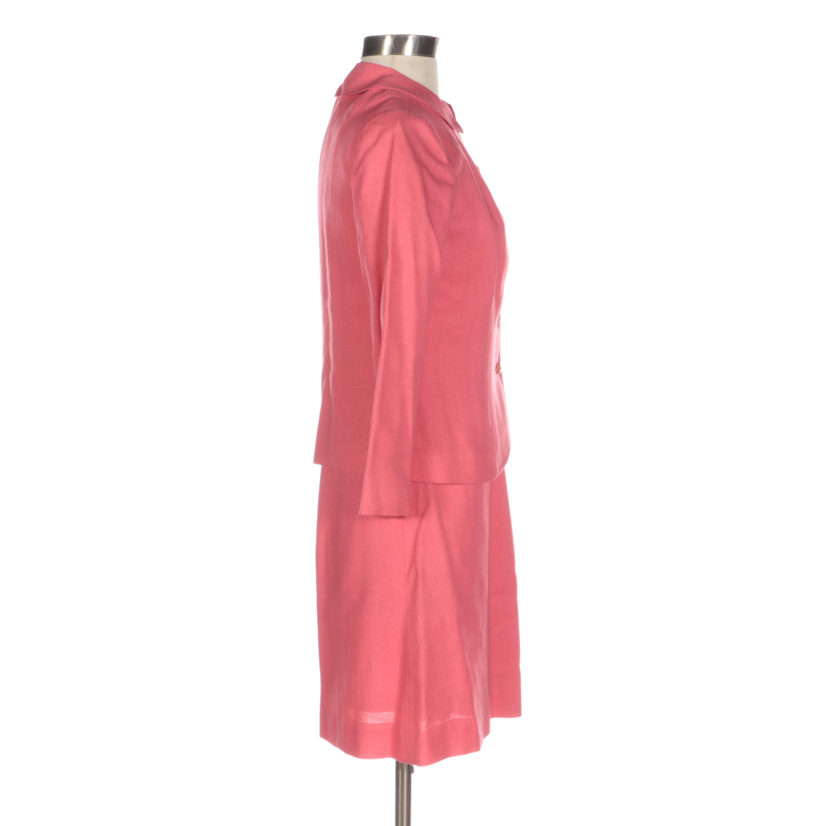 John Meyer of Norwich Pink Linen Dress Suit, Late 1960s