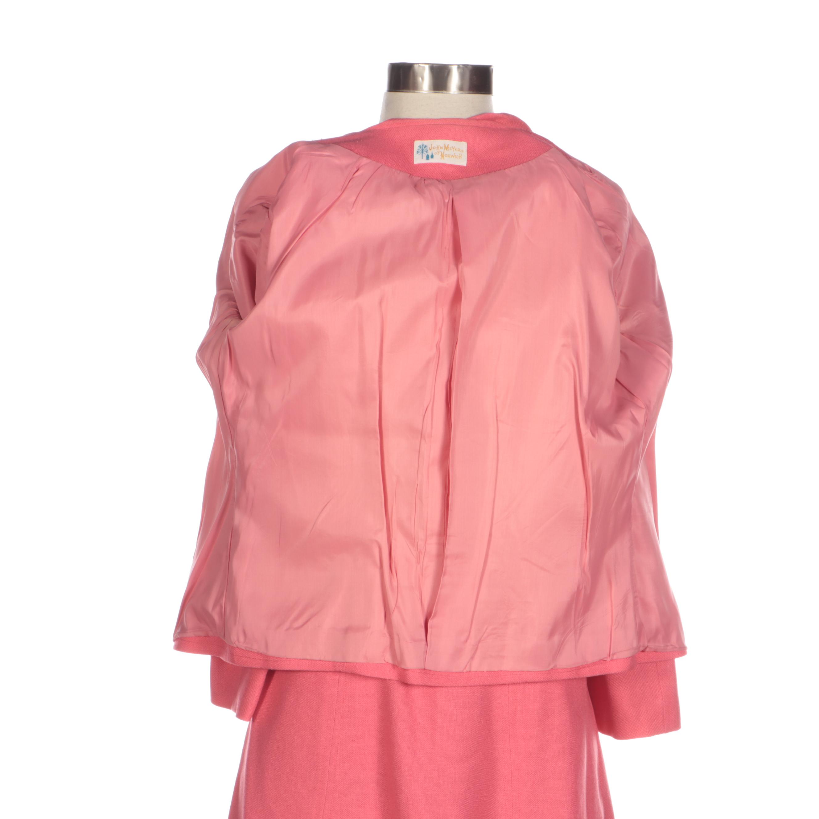 John Meyer of Norwich Pink Linen Dress Suit, Late 1960s