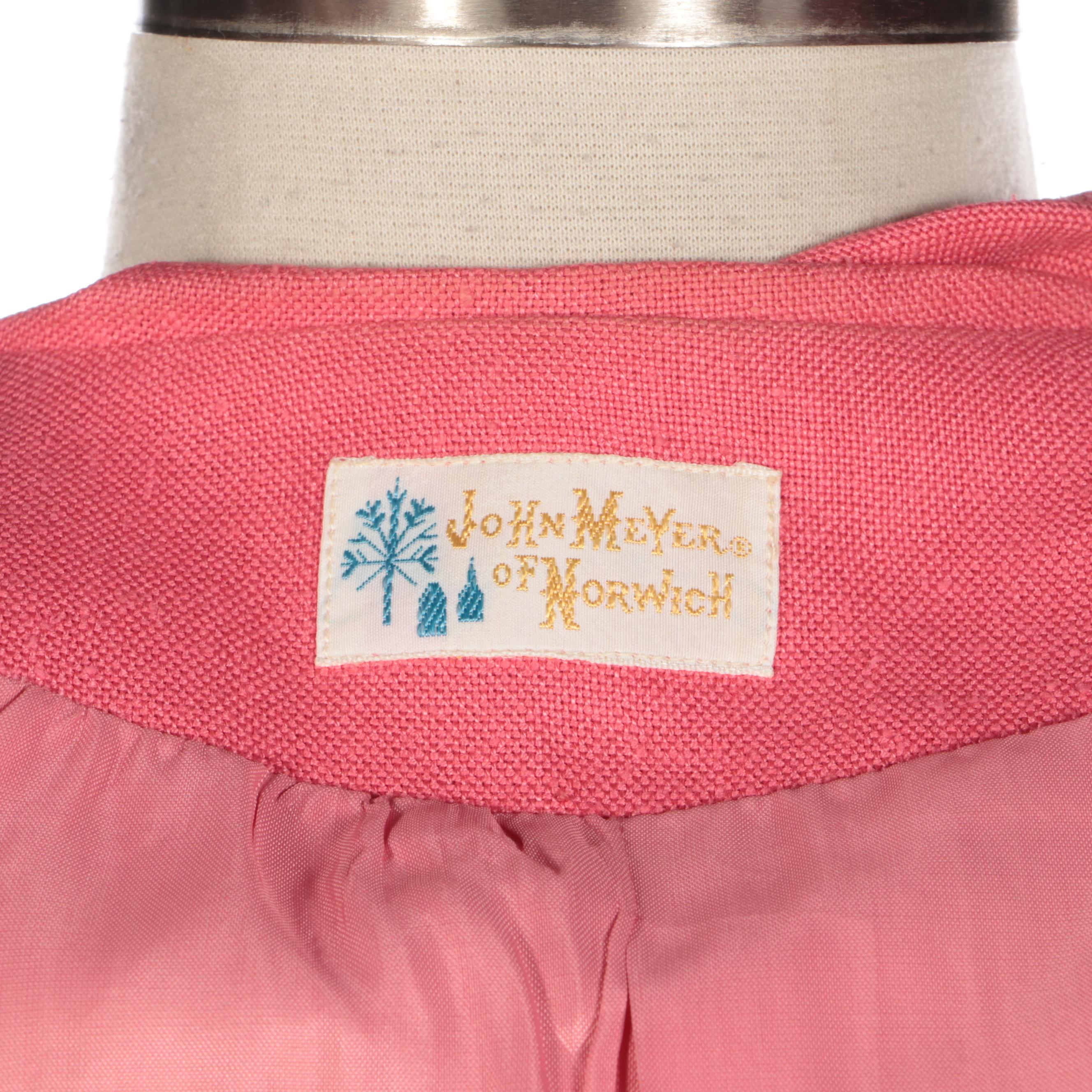 John Meyer of Norwich Pink Linen Dress Suit, Late 1960s