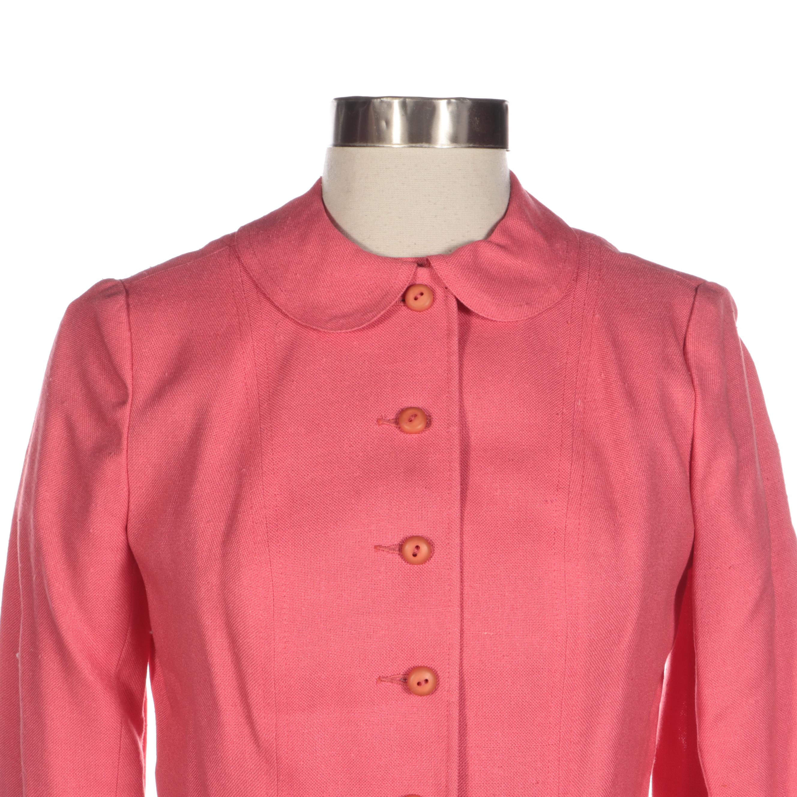 John Meyer of Norwich Pink Linen Dress Suit, Late 1960s