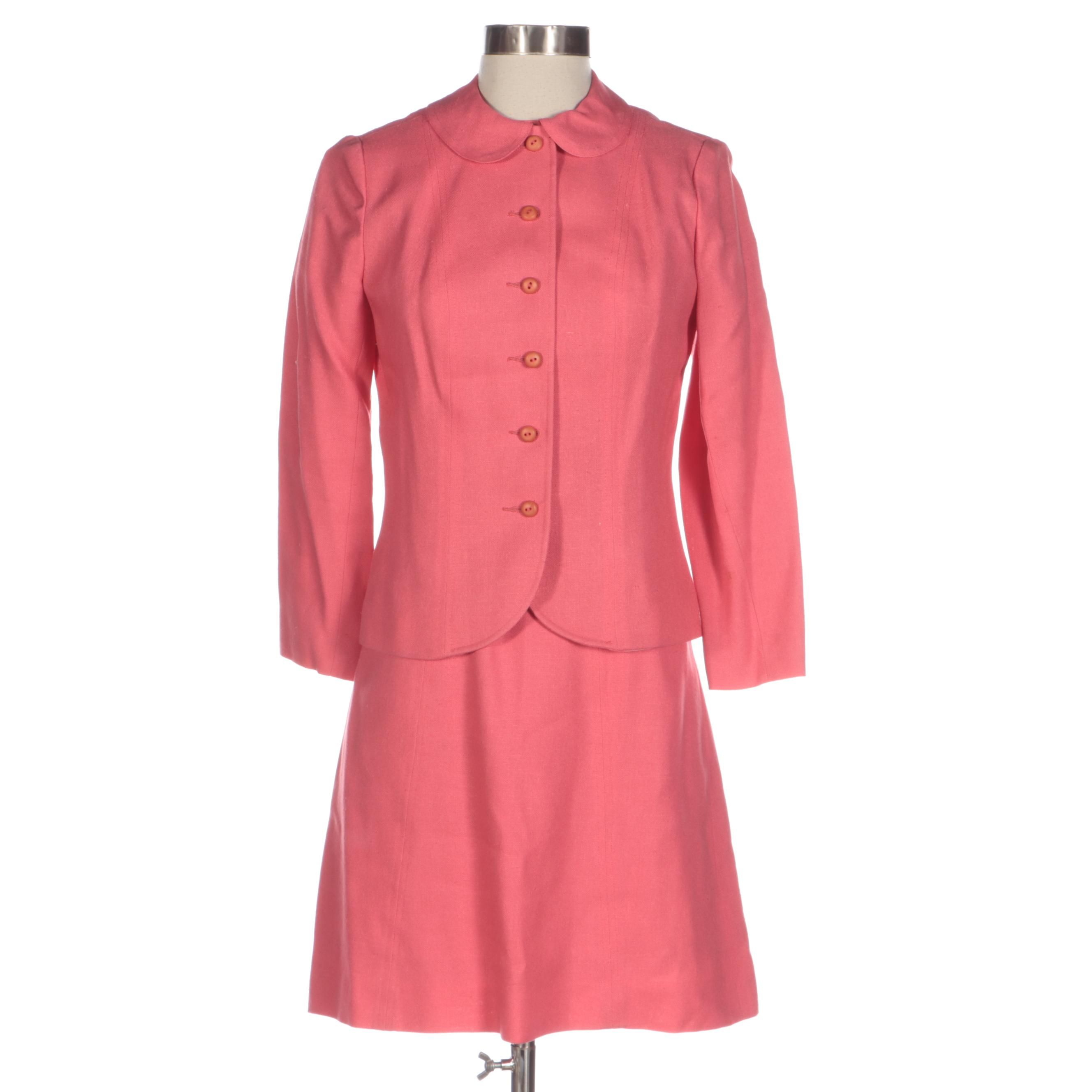 John Meyer of Norwich Pink Linen Dress Suit, Late 1960s