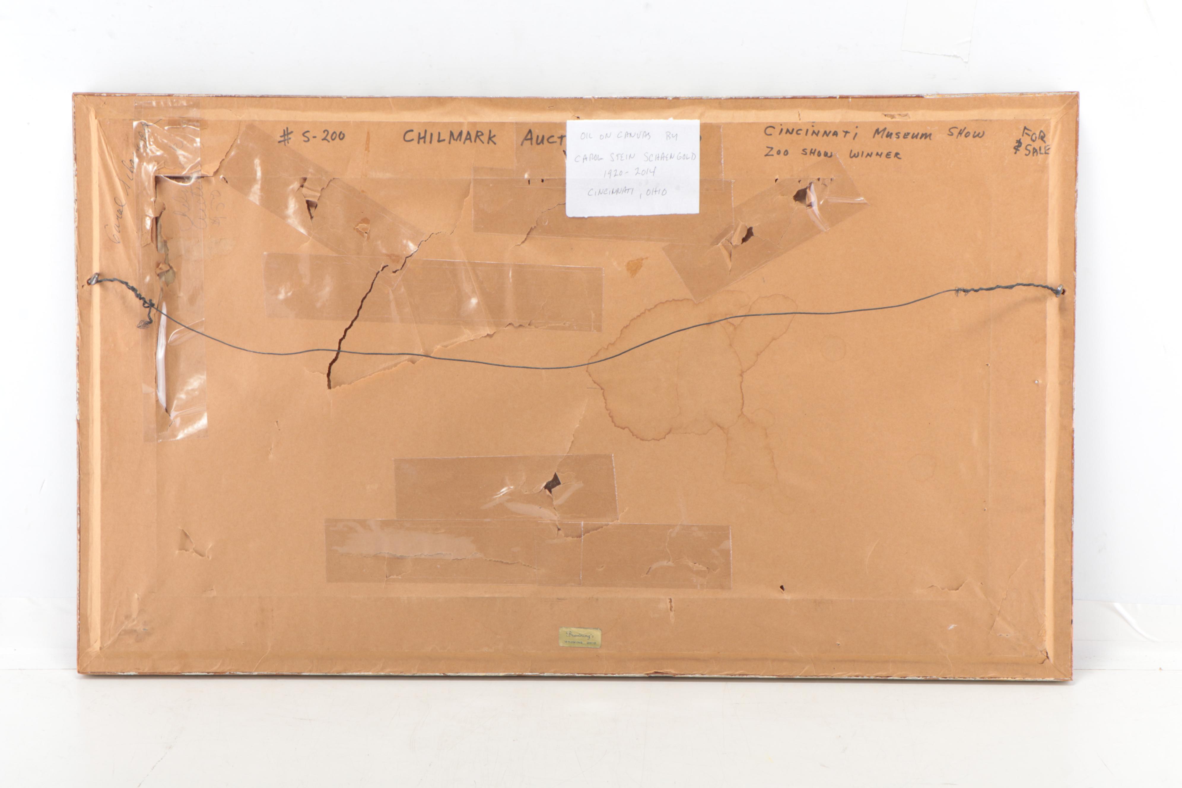 Carol Stern Schaengold Figurative Oil Painting of Crowded Street Scene