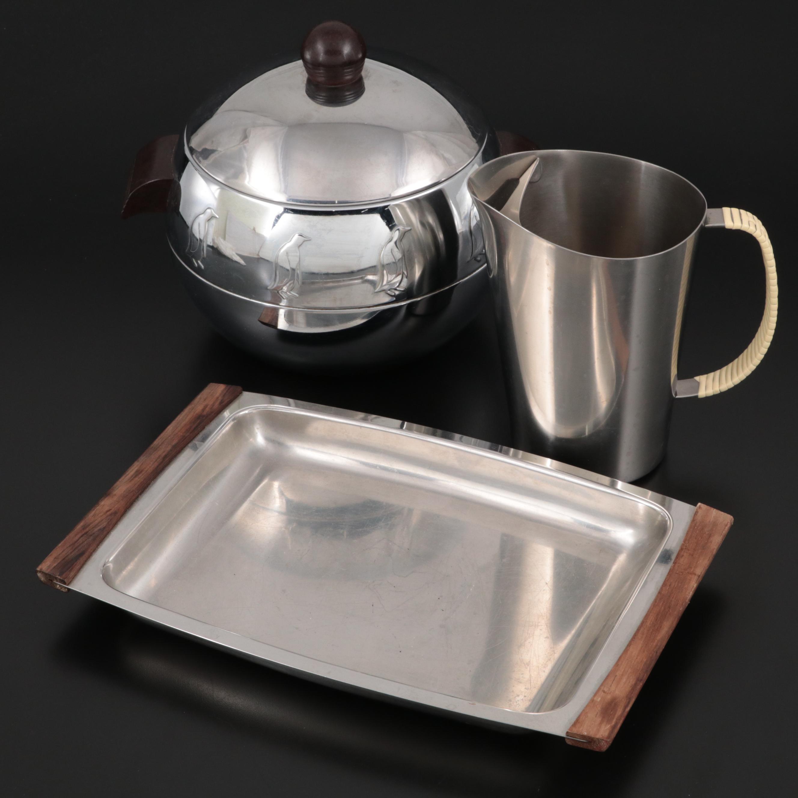 West Bend Hot and Cold Server with Gabis Swedish Pitcher and Serving Tray