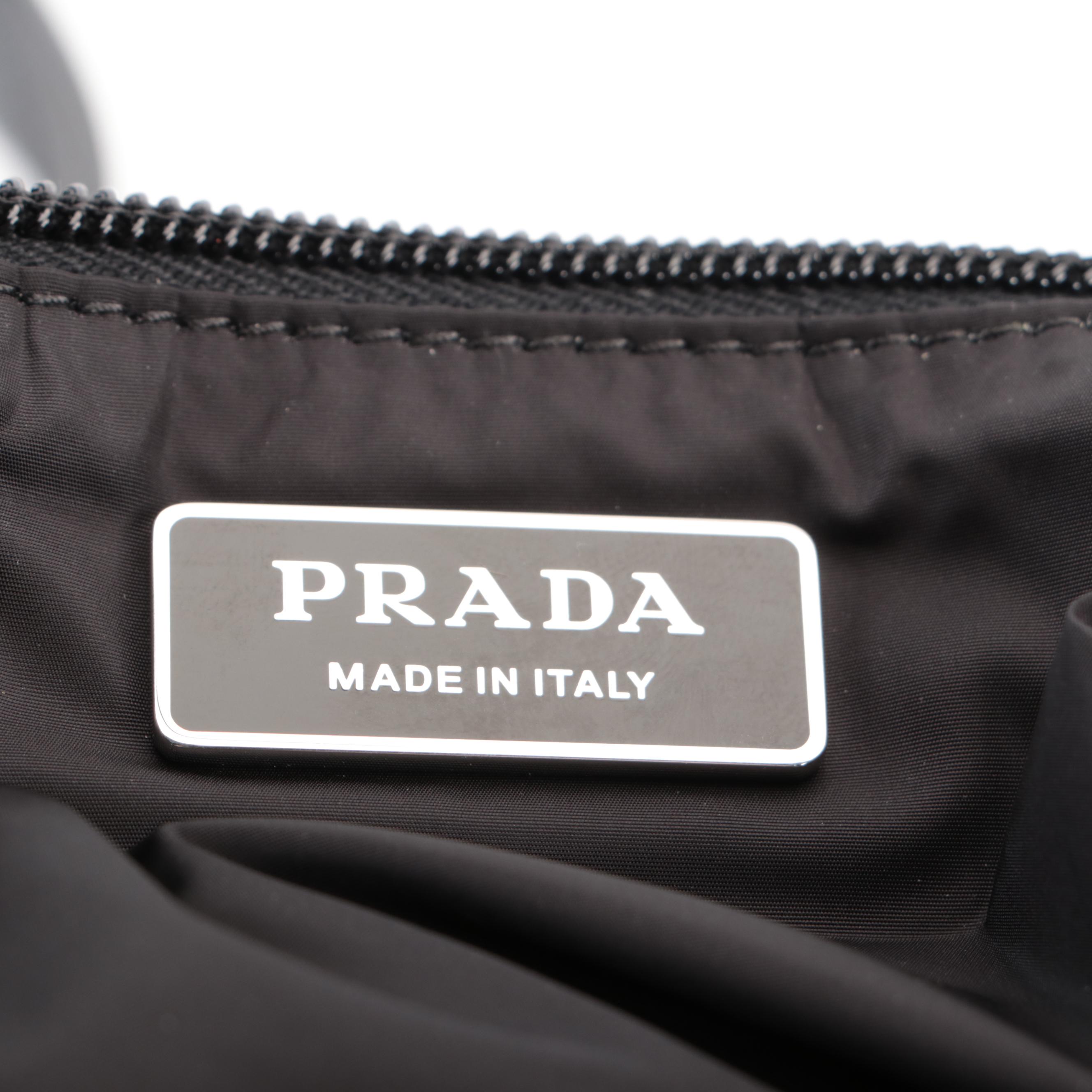 Prada Zip Tote in Printed Tessuto Nylon with Saffiano Leather Handles
