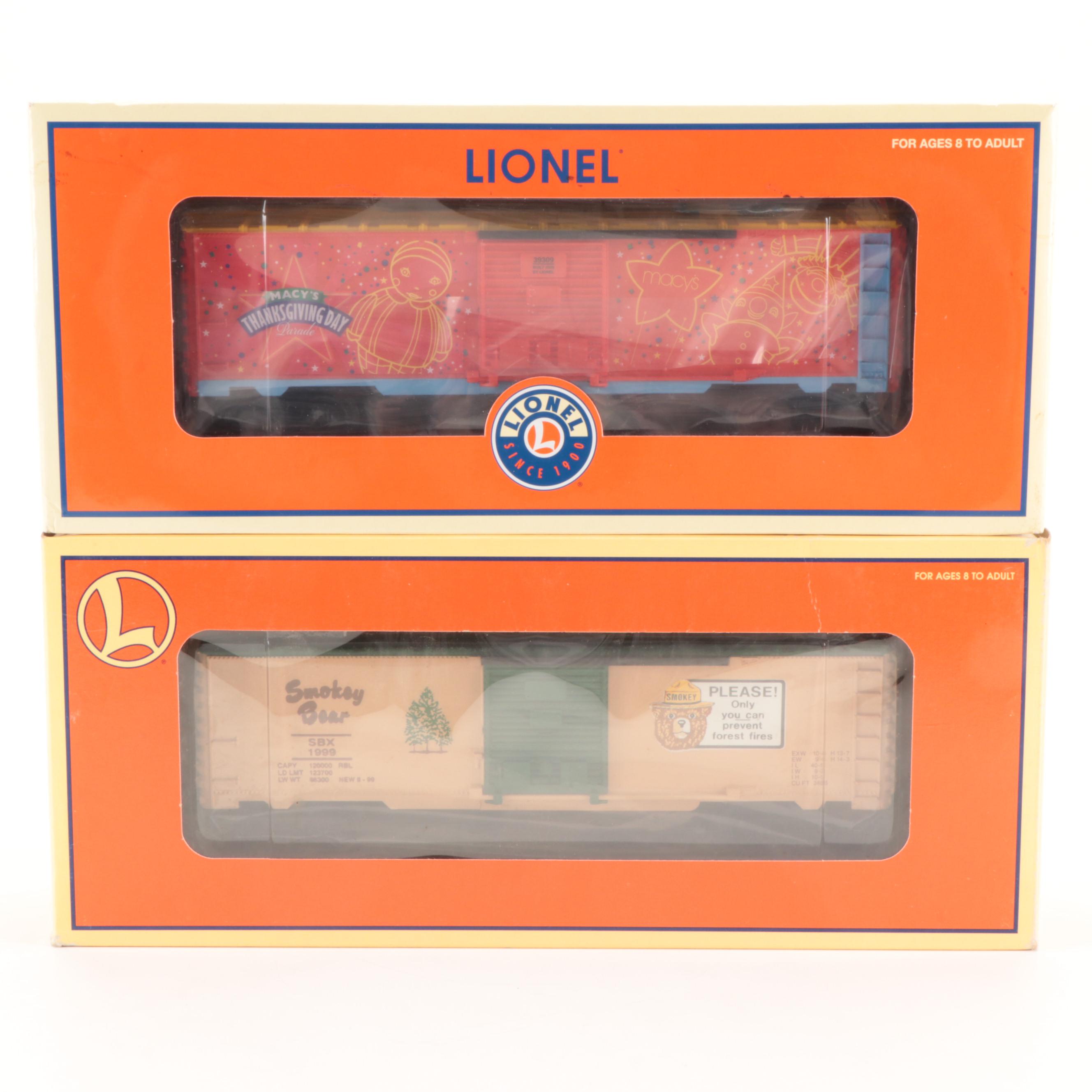 Lionel Electric O Gauge Box Cars, Trolleys, Cabooses, and Accessories