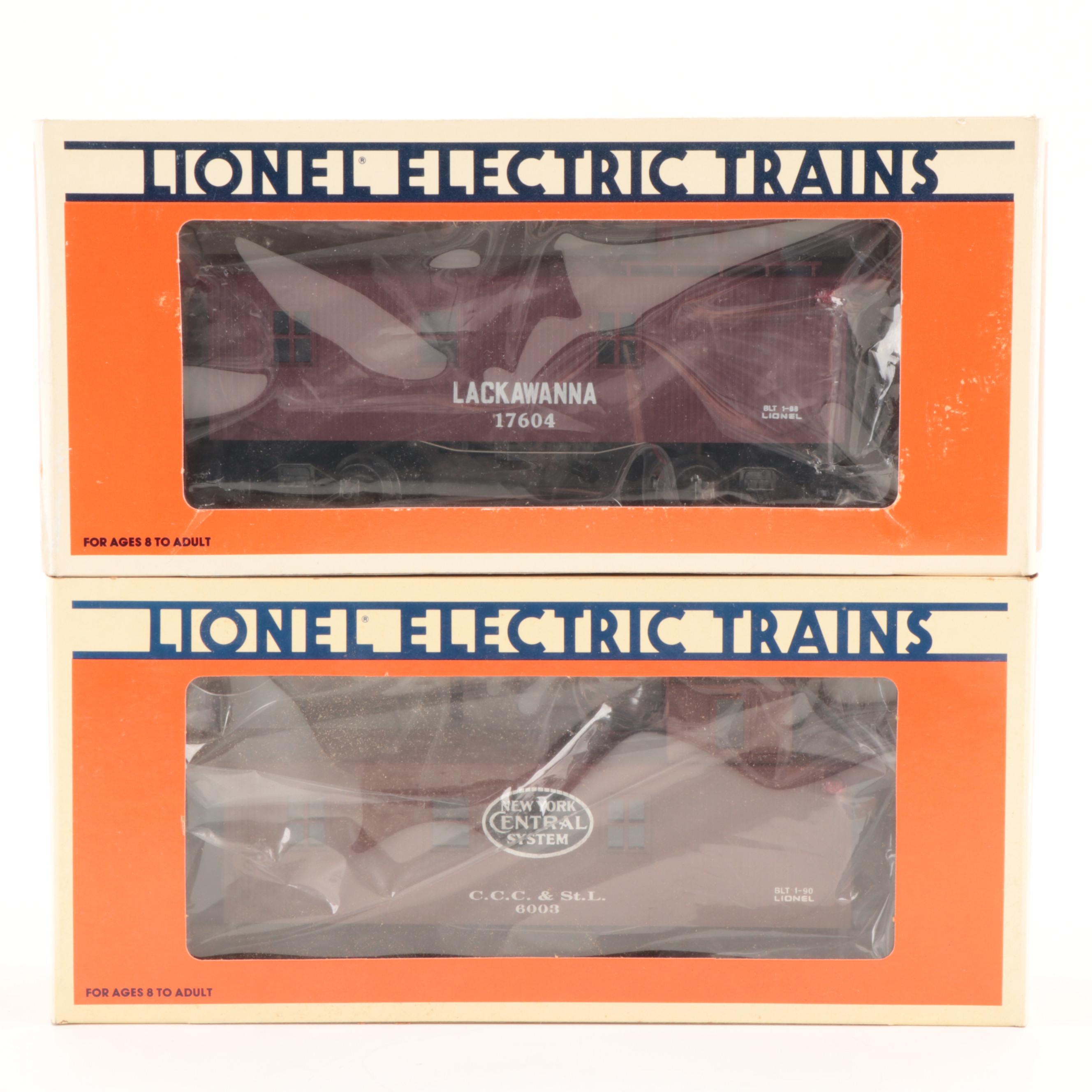 Lionel Electric O Gauge Box Cars, Trolleys, Cabooses, and Accessories