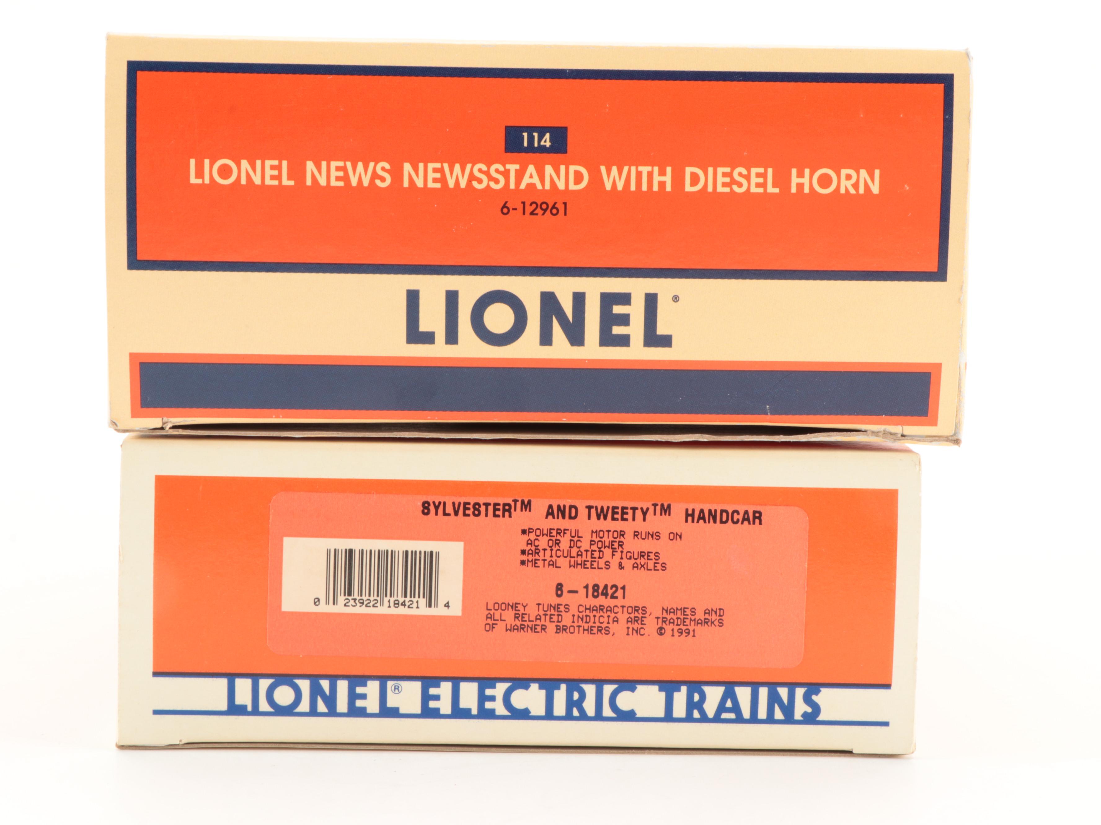 Lionel Electric O Gauge Box Cars, Trolleys, Cabooses, and Accessories