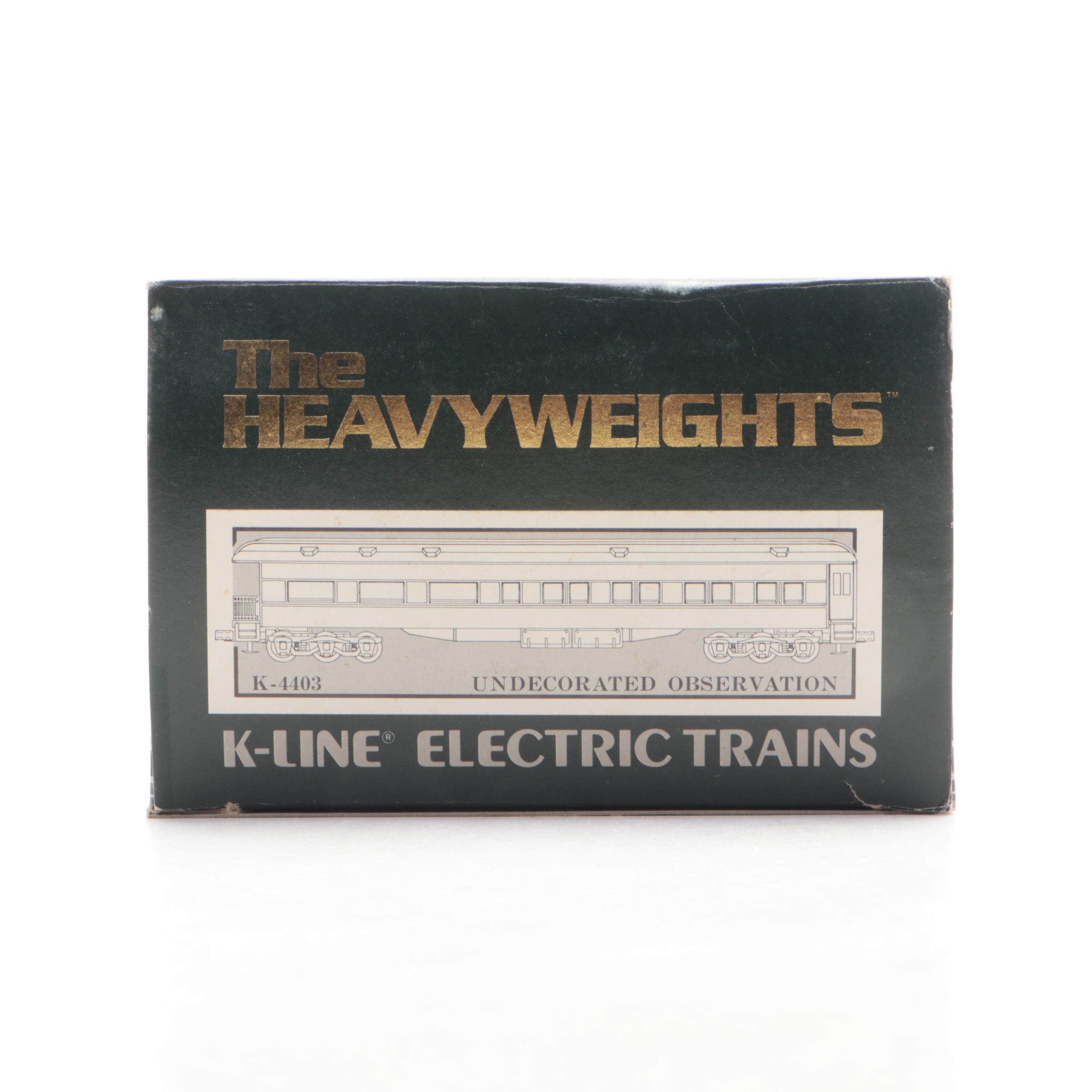 K-Line "The Heavyweights" O-Scale Passenger Train Cars, 1989