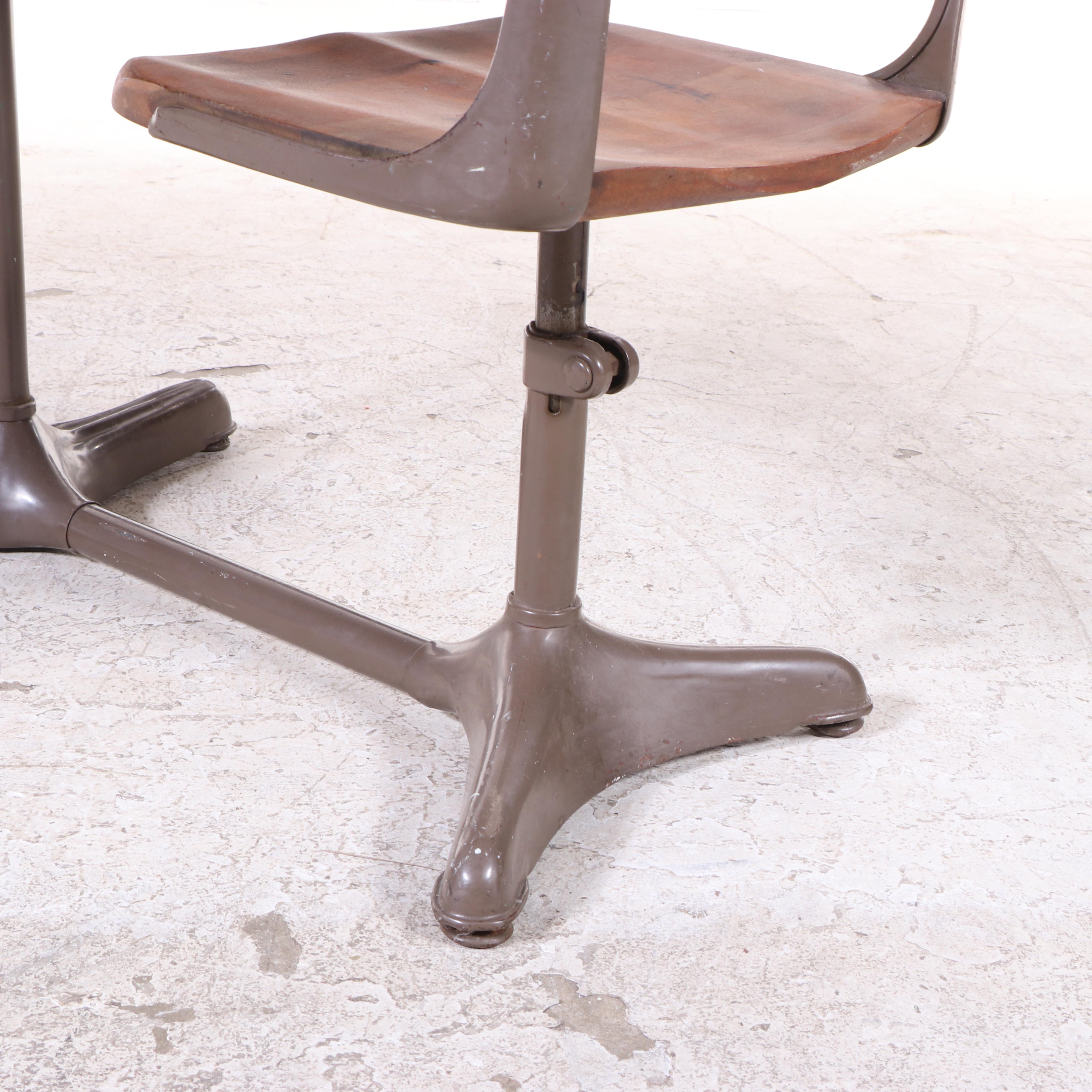 Steel and Maple Student School Desk, Mid-20th Century