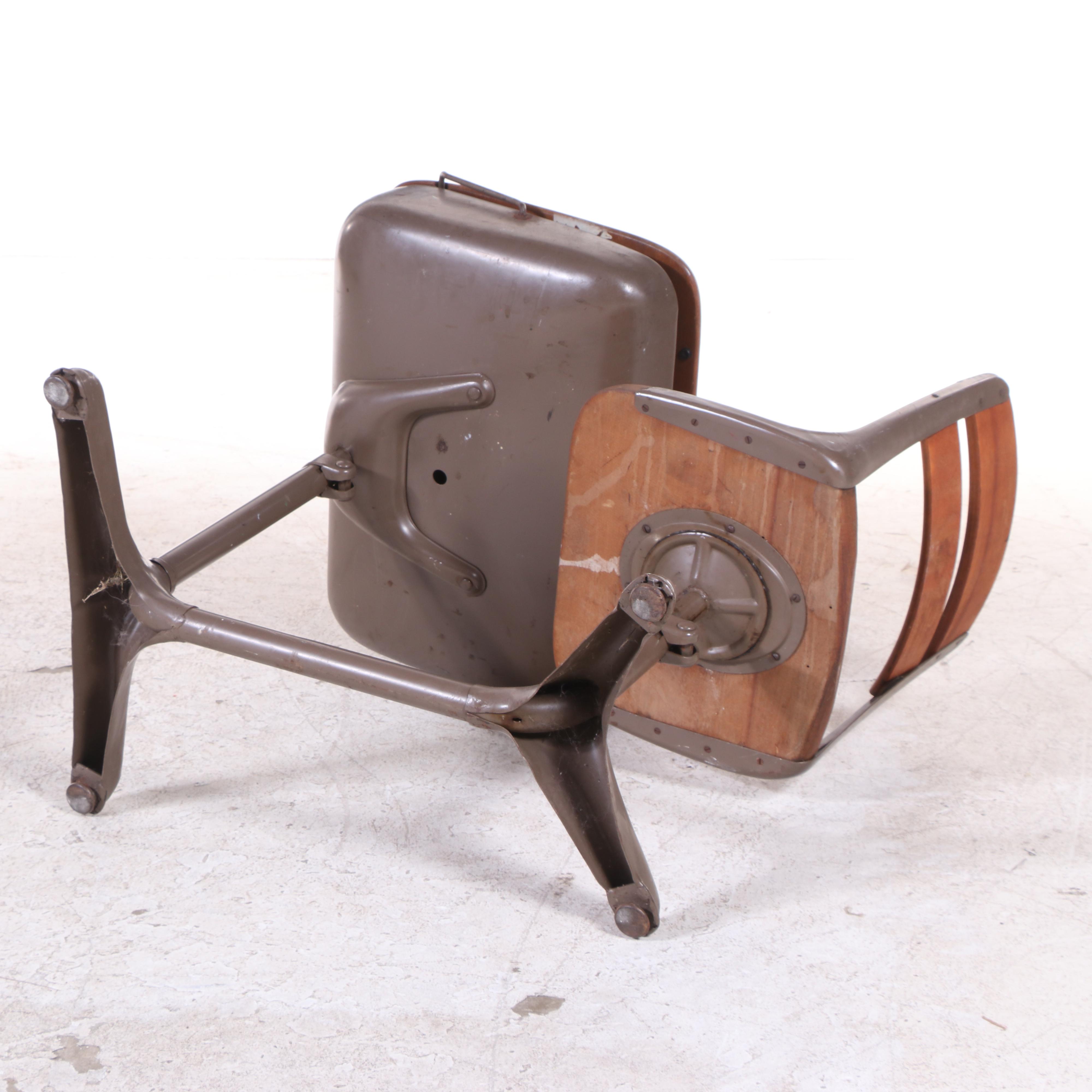 Steel and Maple Student School Desk, Mid-20th Century