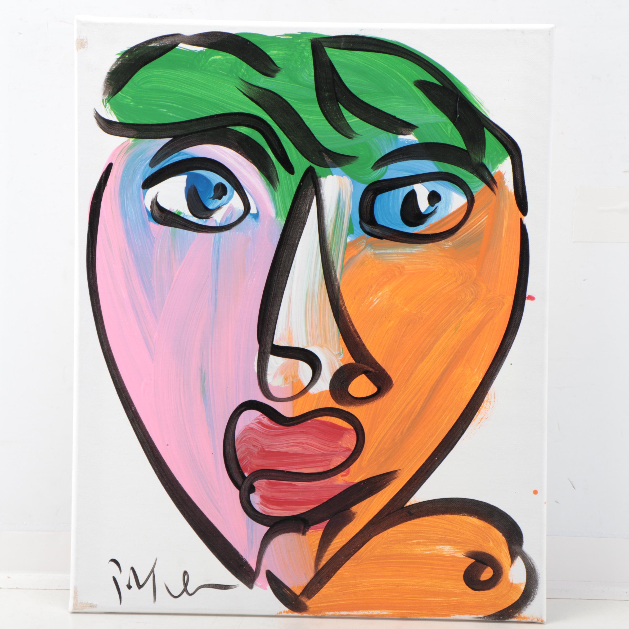 Peter Keil Abstract Portrait Acrylic Painting "Andy Warhol"