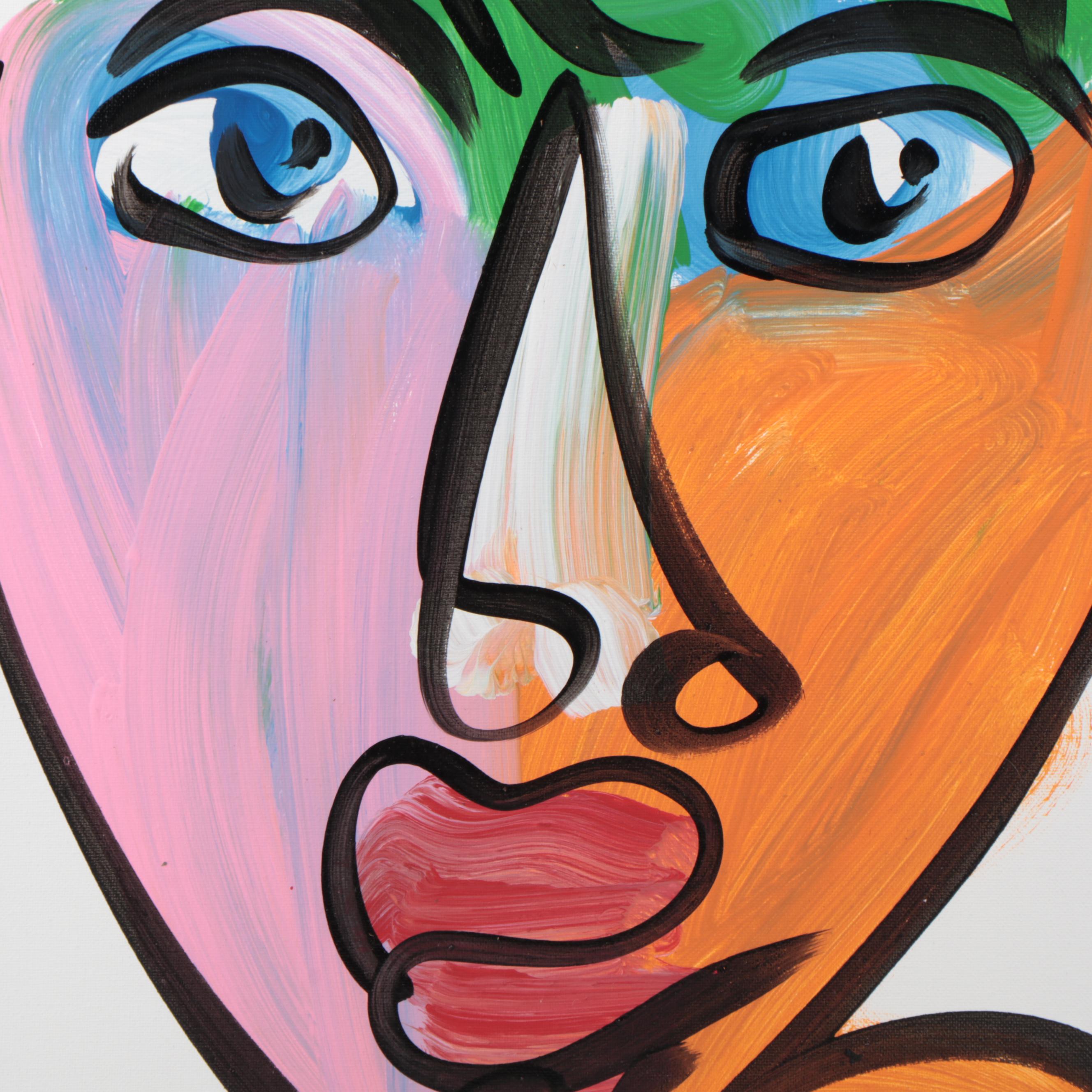 Peter Keil Abstract Portrait Acrylic Painting "Andy Warhol"