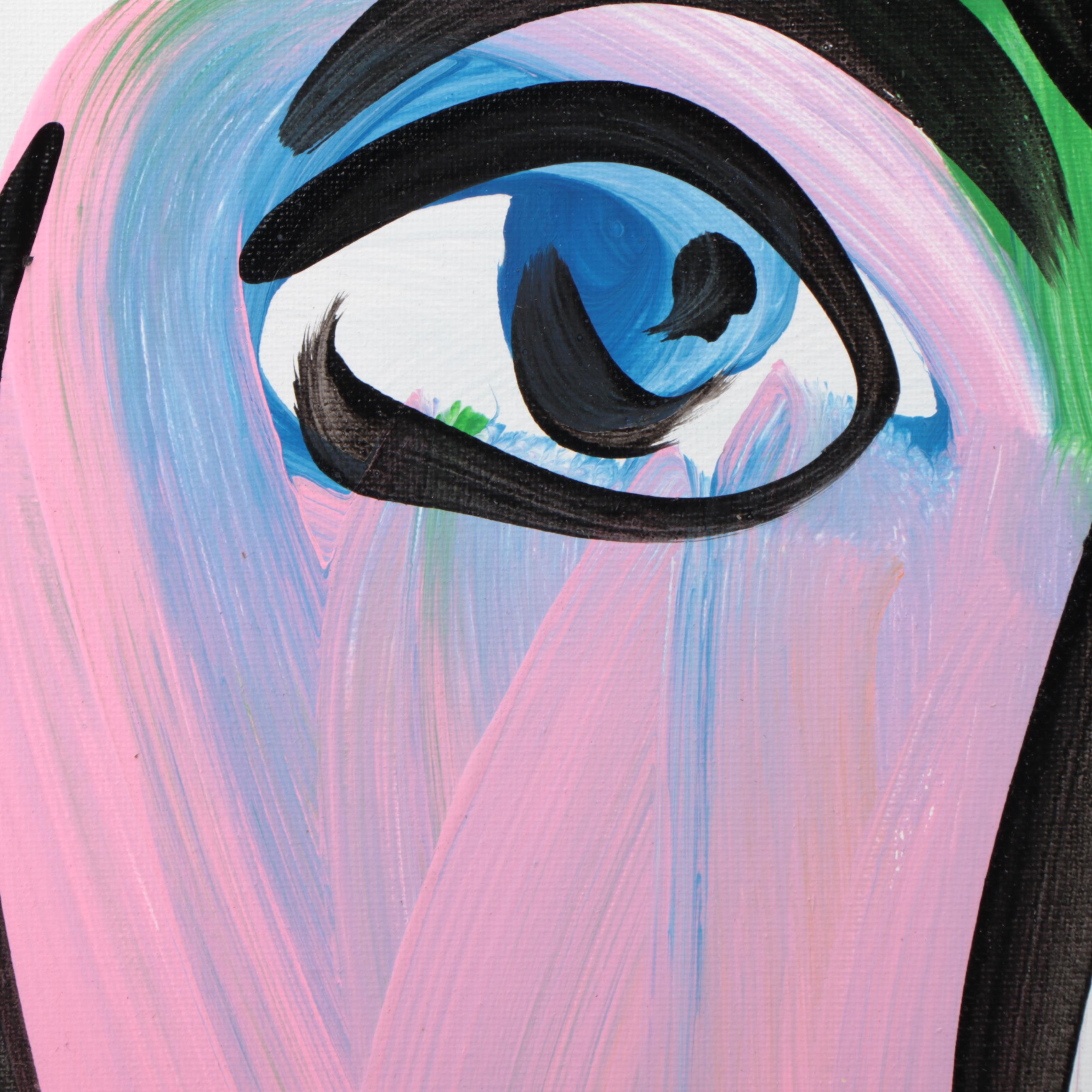 Peter Keil Abstract Portrait Acrylic Painting "Andy Warhol"