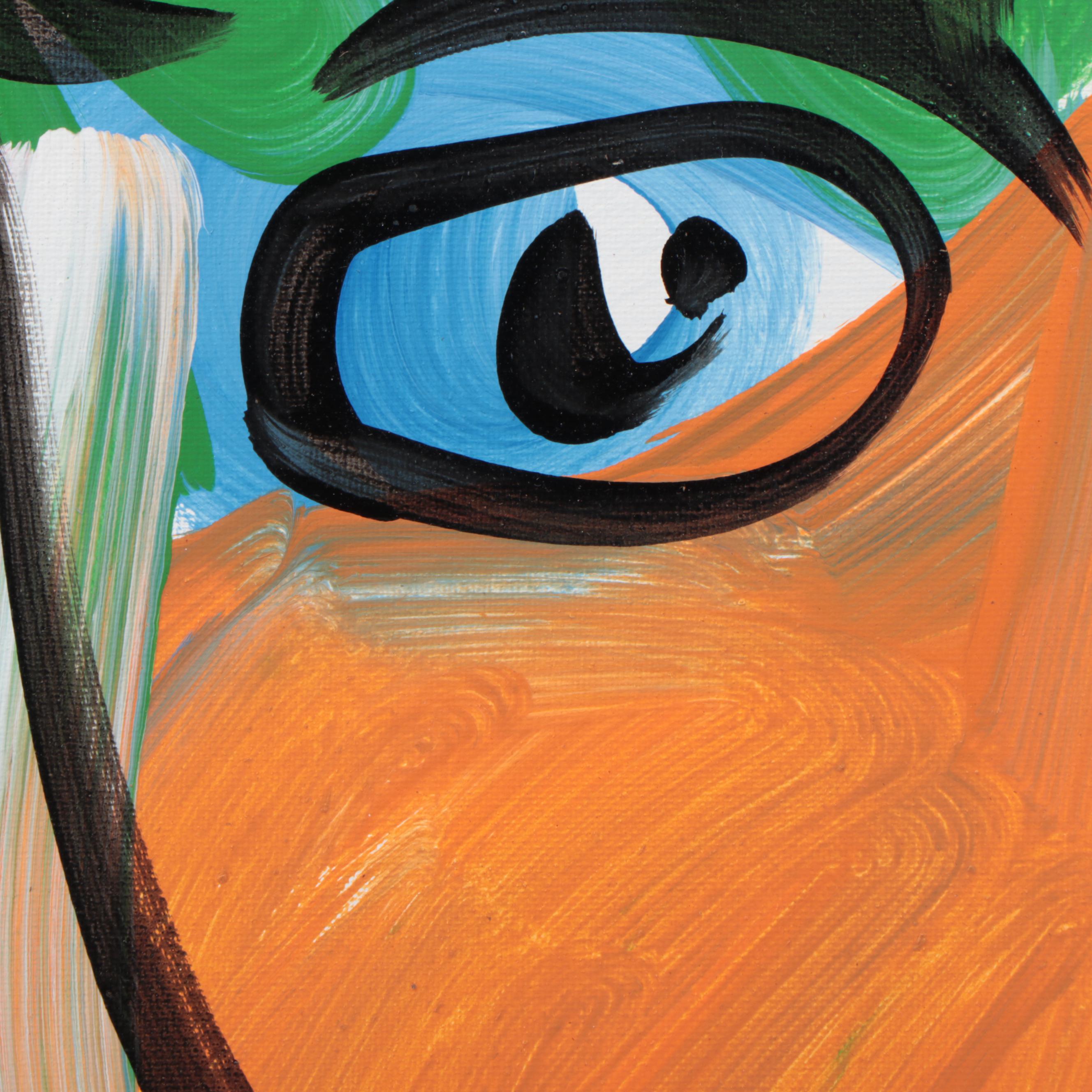 Peter Keil Abstract Portrait Acrylic Painting "Andy Warhol"