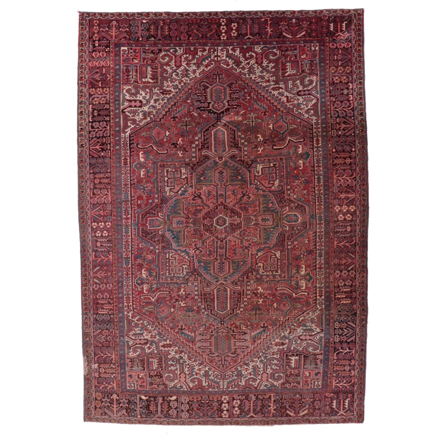 9'2 x 12'9 Hand-Knotted Persian Heriz Room Sized Rug