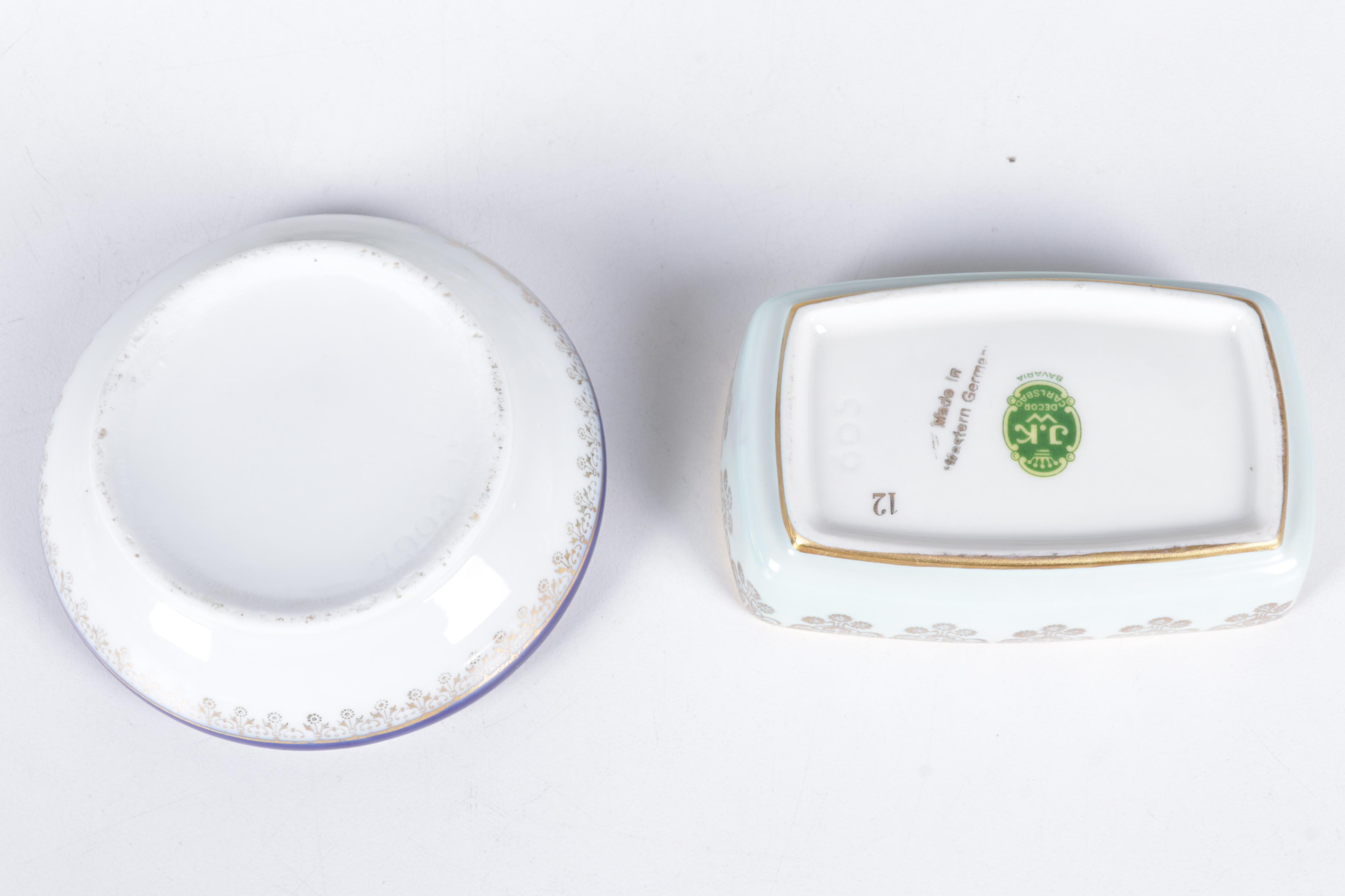 European Porcelain Hair Receivers and Vanity Boxes Featuring Haviland and More