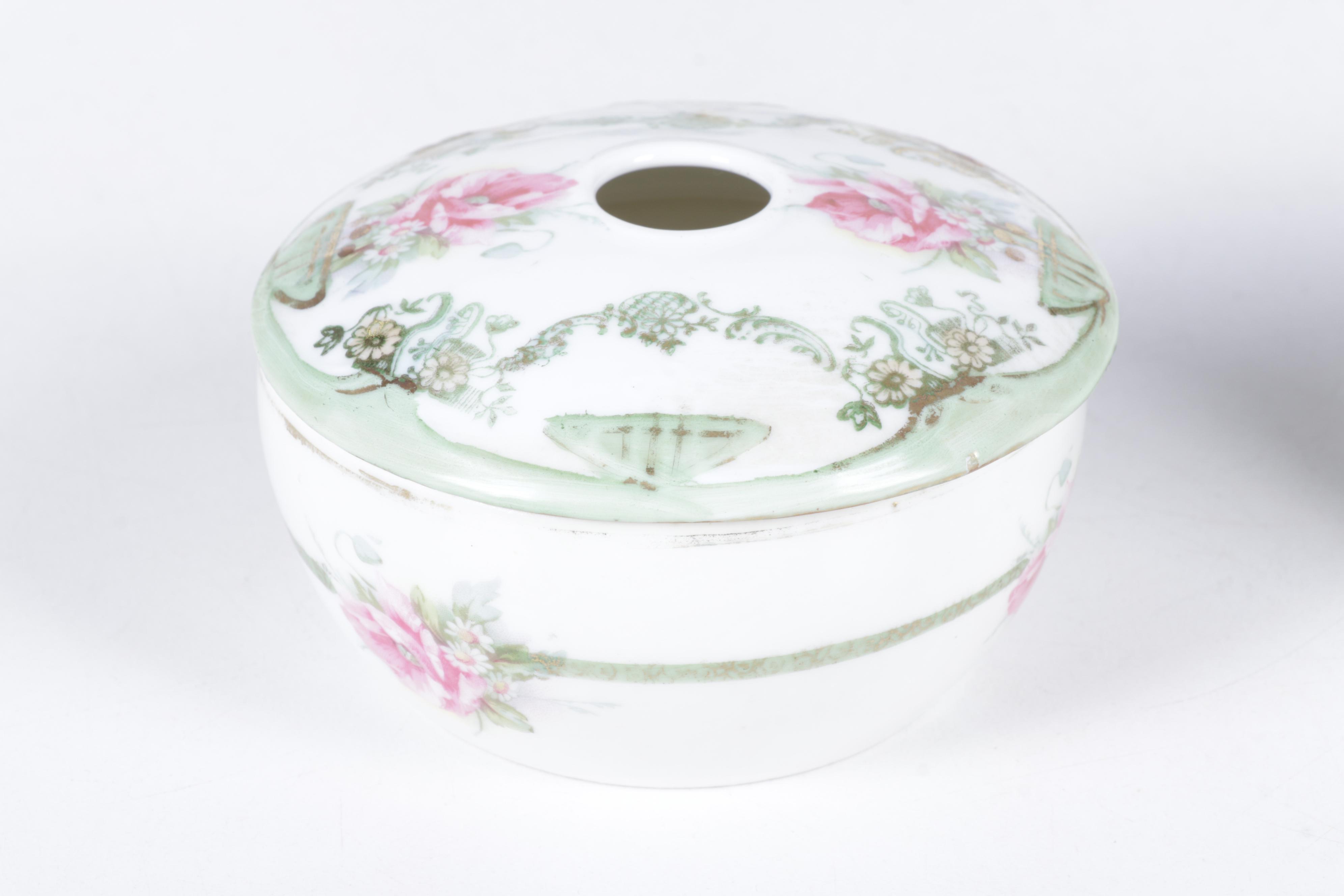 European Porcelain Hair Receivers and Vanity Boxes Featuring Haviland and More
