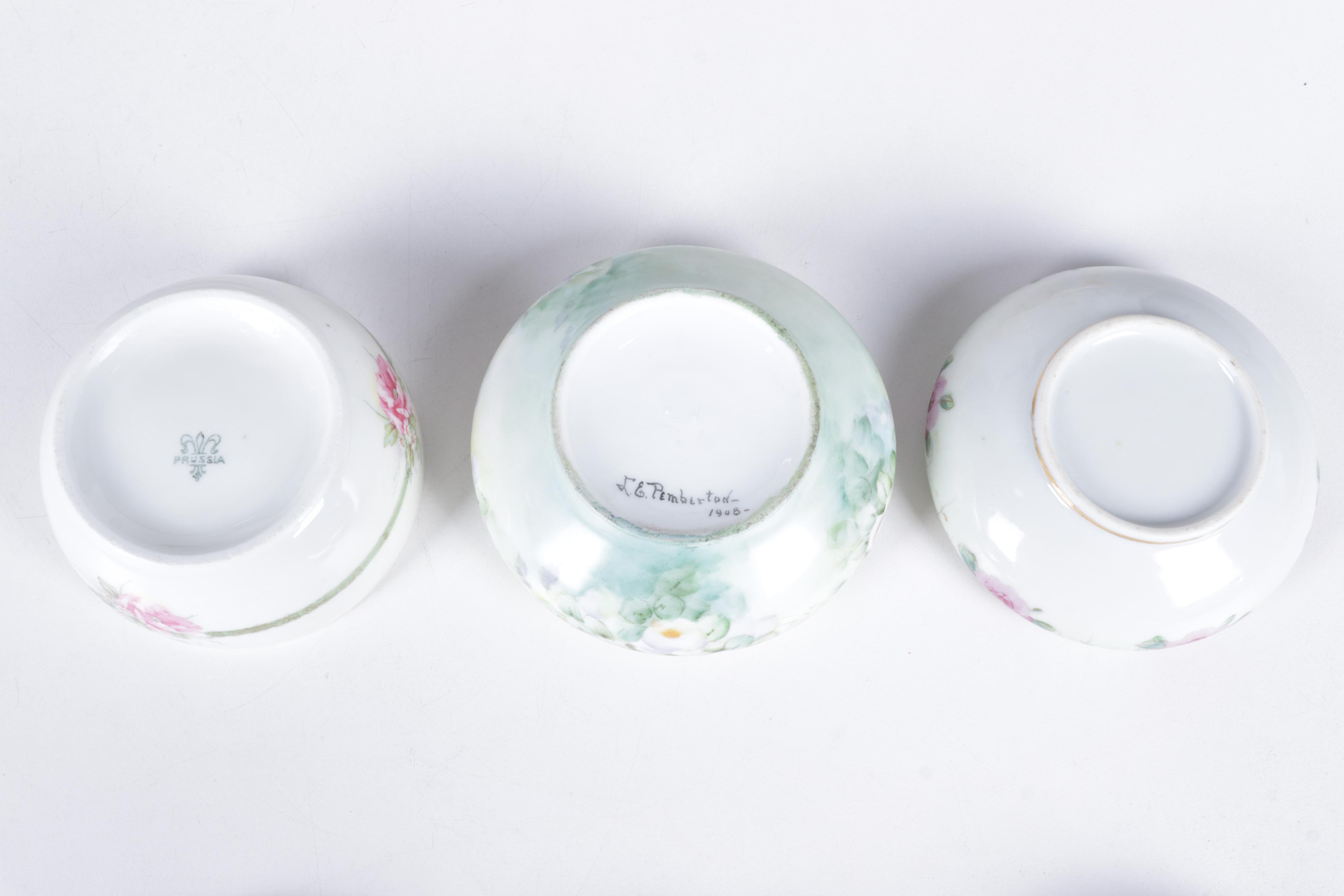 European Porcelain Hair Receivers and Vanity Boxes Featuring Haviland and More